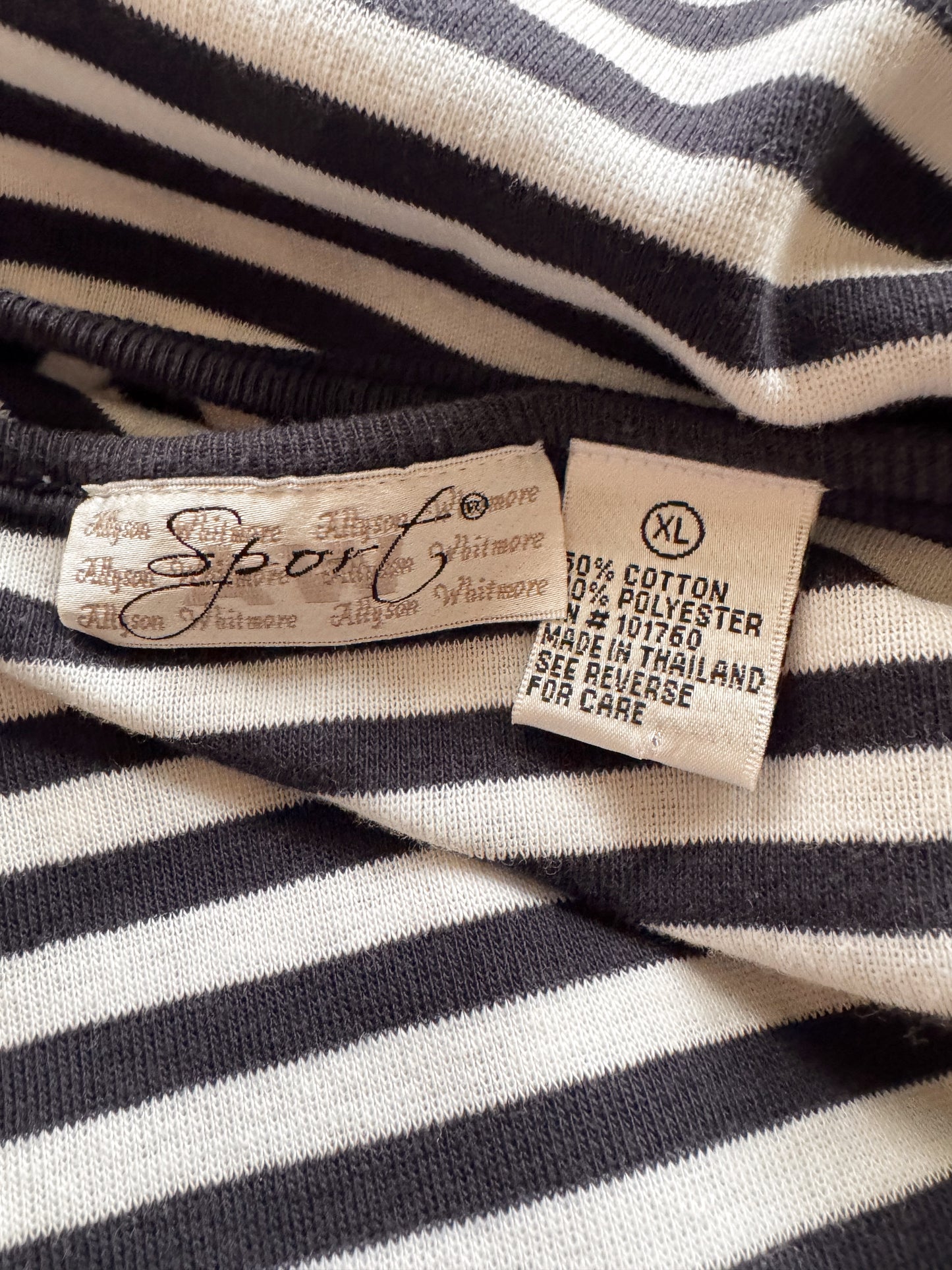 Navy Striped 90s Sport Cotton T-Shirt (XL)