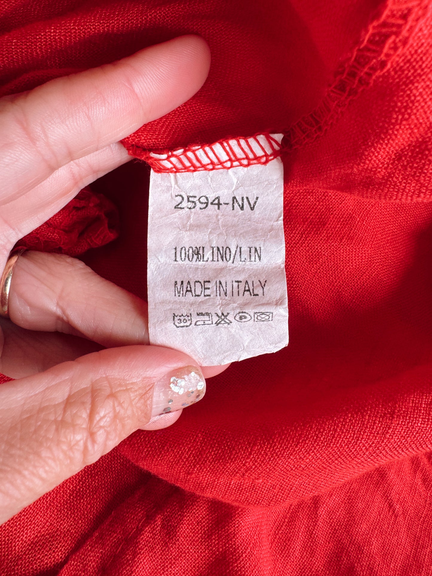 Italian Red Linen Kaftan Dress