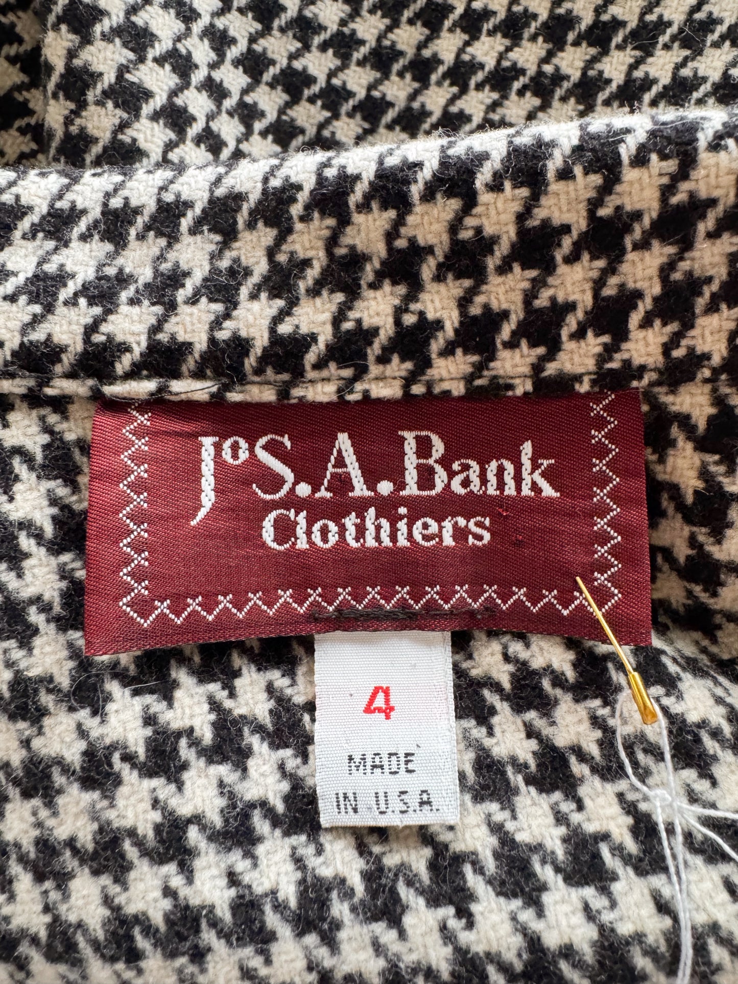 Houndstooth Cropped Wool Blend Jacket (M)