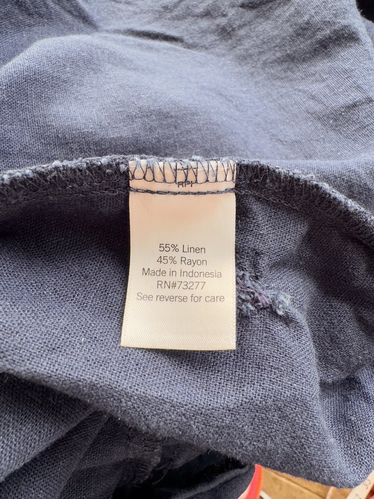 90s Navy Double-Breasted Linen Dress (L)