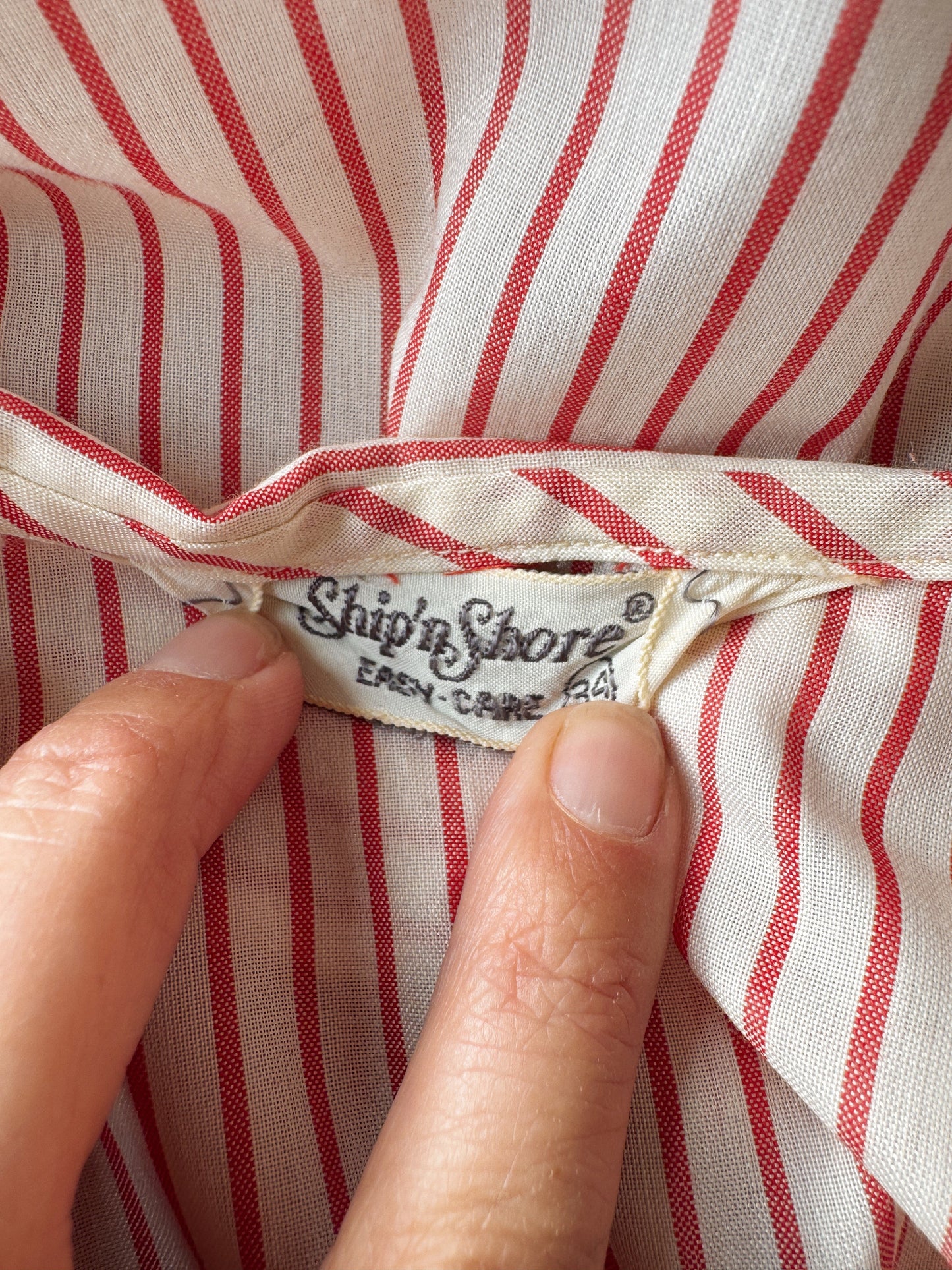 Striped Ruffle Sleeveless 70s Blouse (M)