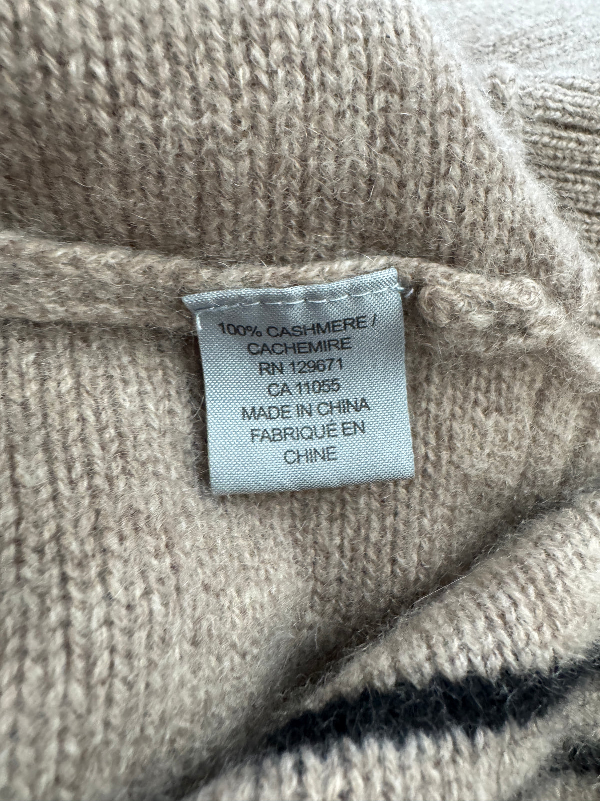 Cashmere Striped and Tan Turtleneck Sweater (M)