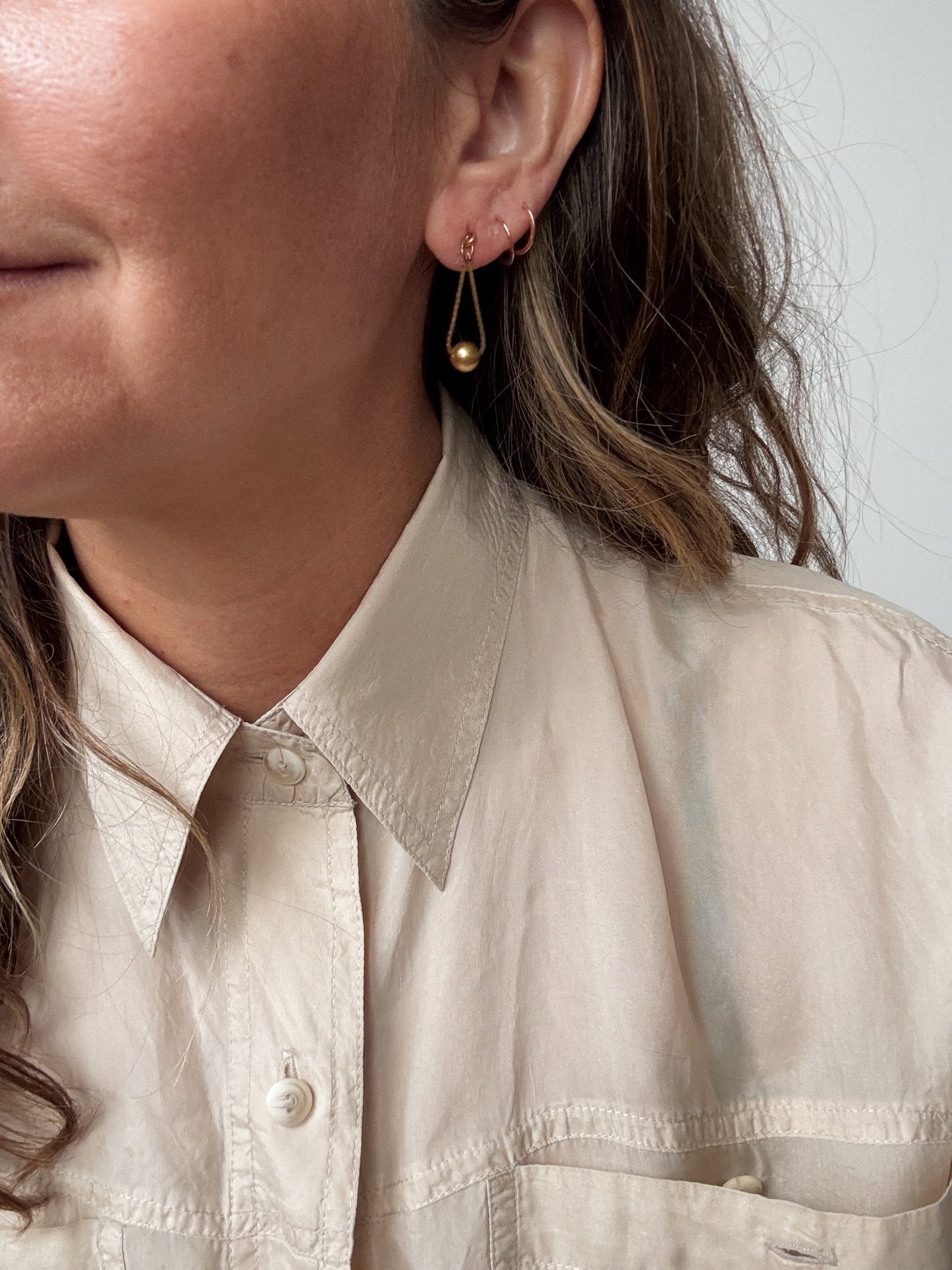 Vintage NAPIER Brushed Golden Dangling Ball and Chain Earrings