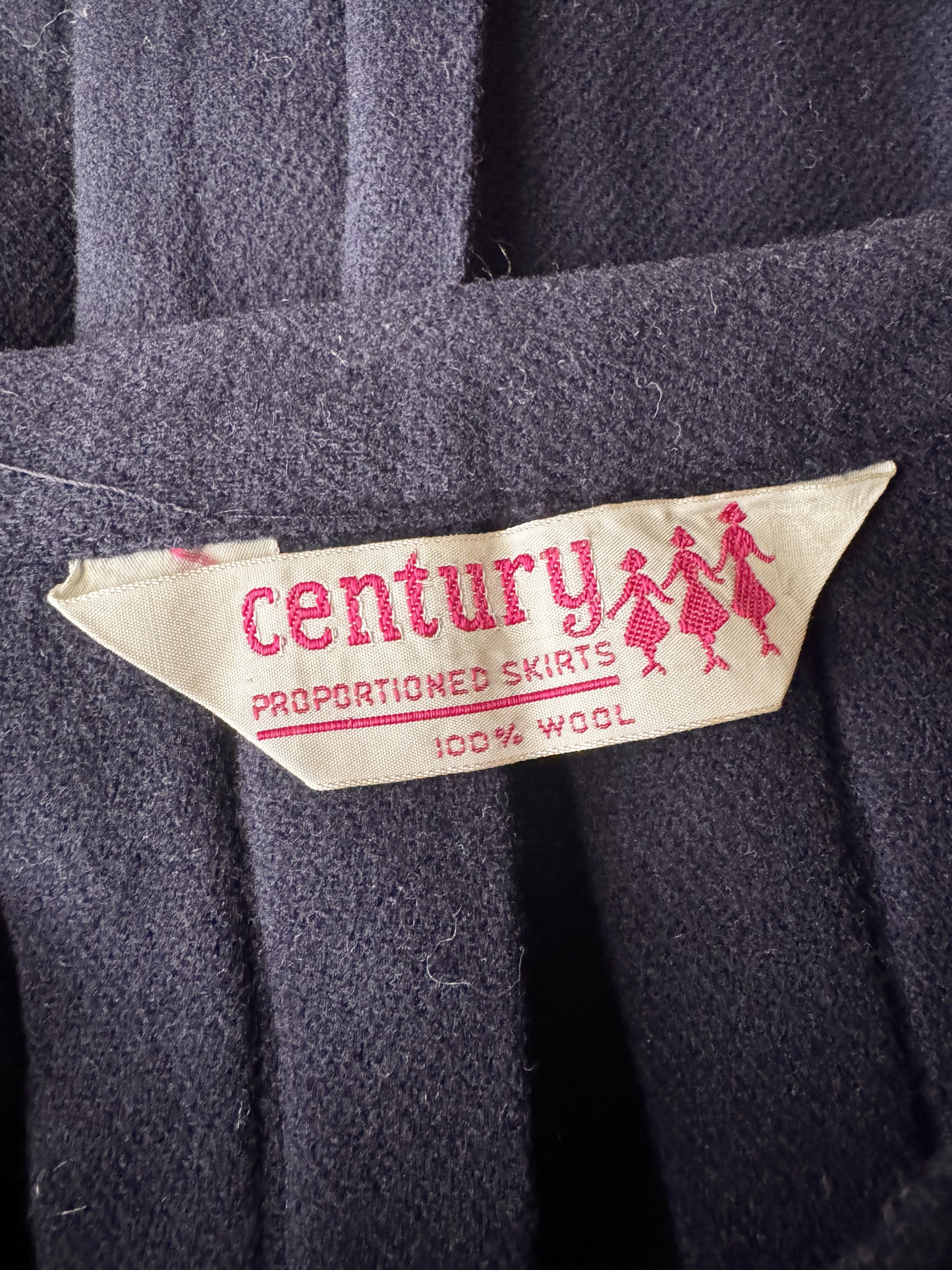 Navy Century Wool Pleated Skirt (26")