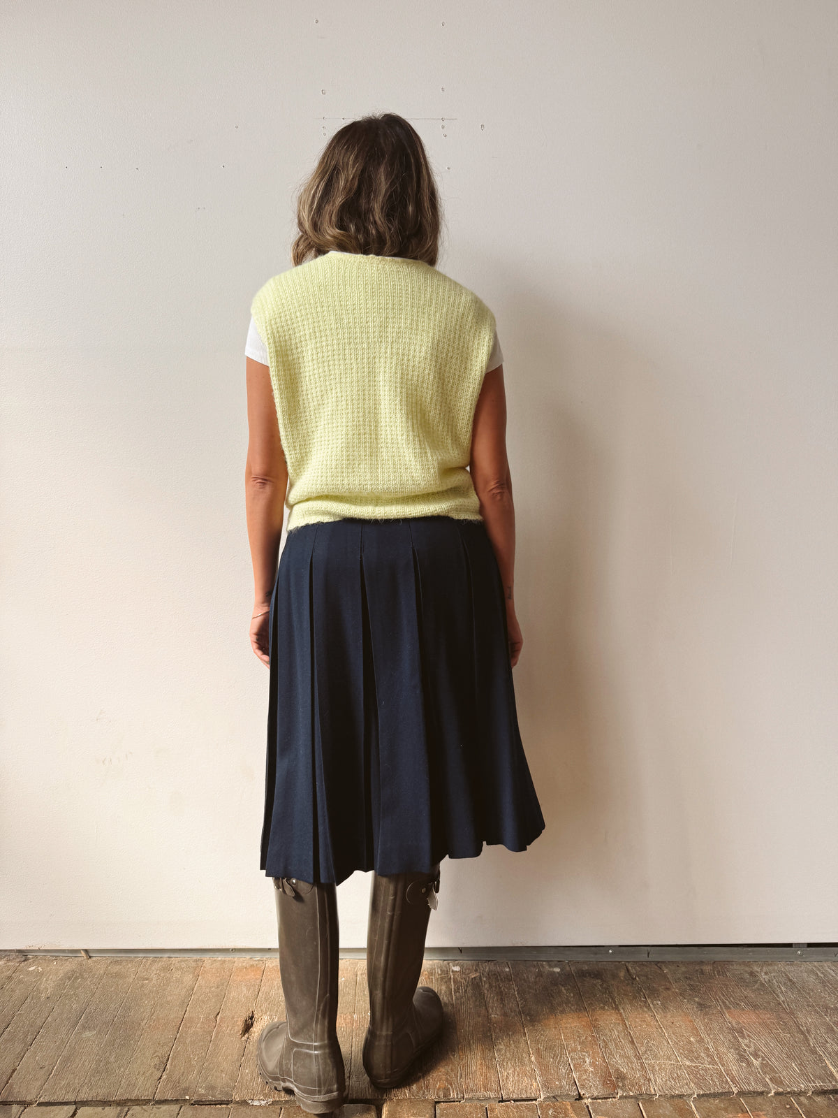 Hand-knitted Soft Yellow 80s Vest (S)