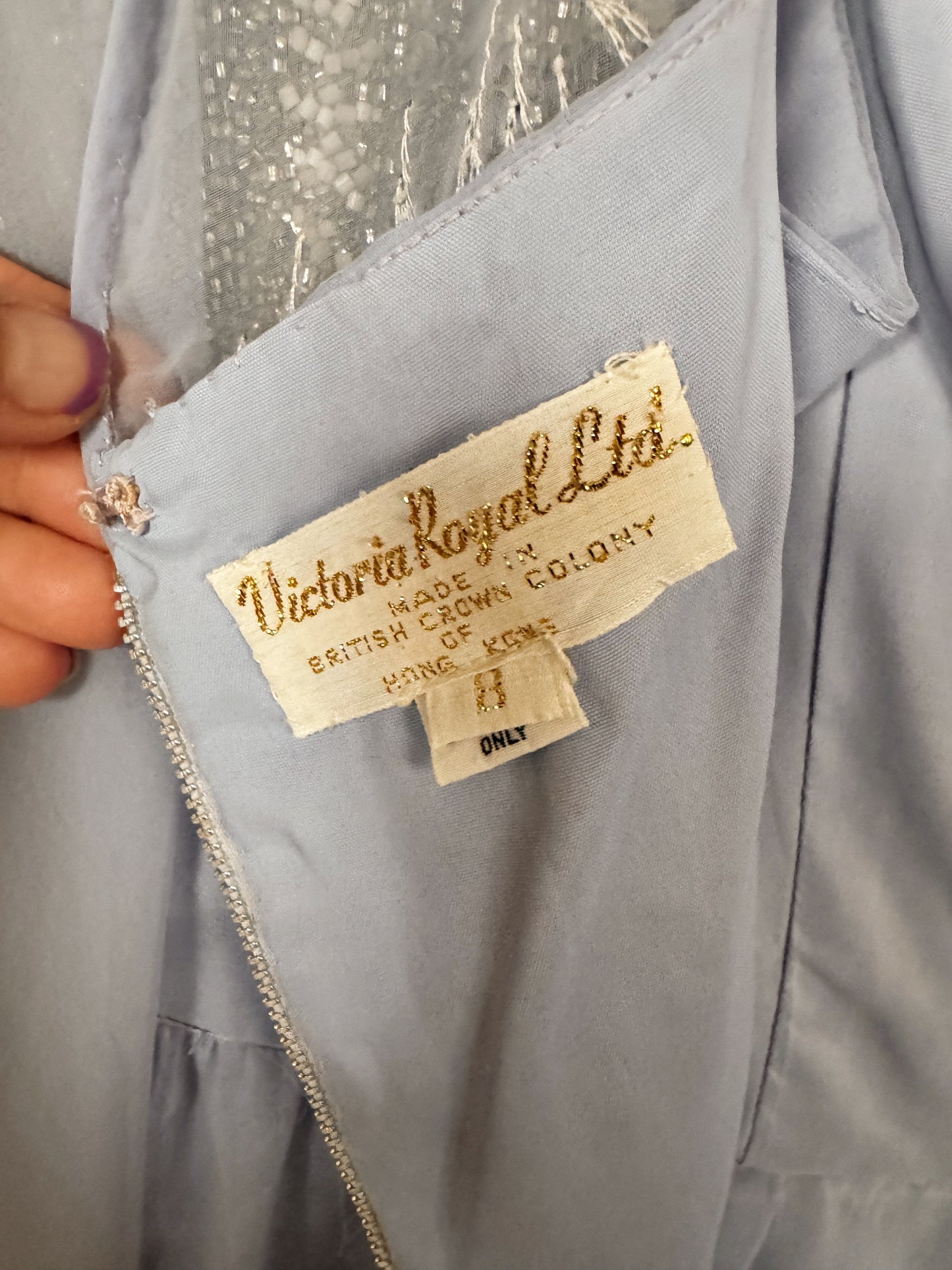 Vintage Beaded Chiffon Sheer Details 70s Dress (M)