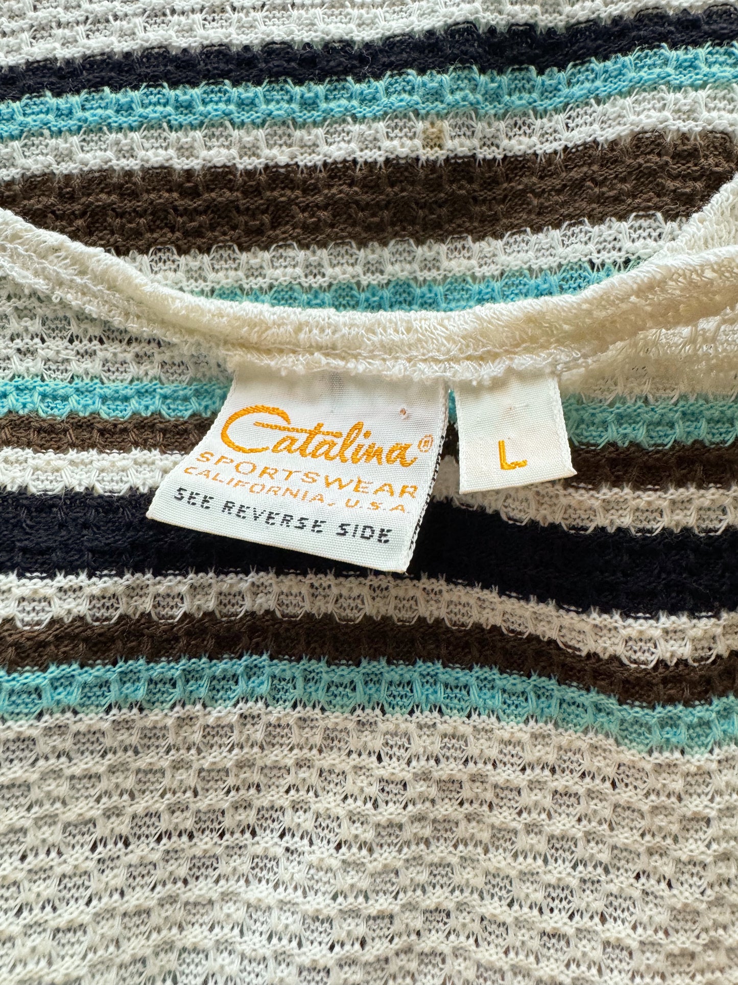 Striped Textured 70s Tank Top (L)