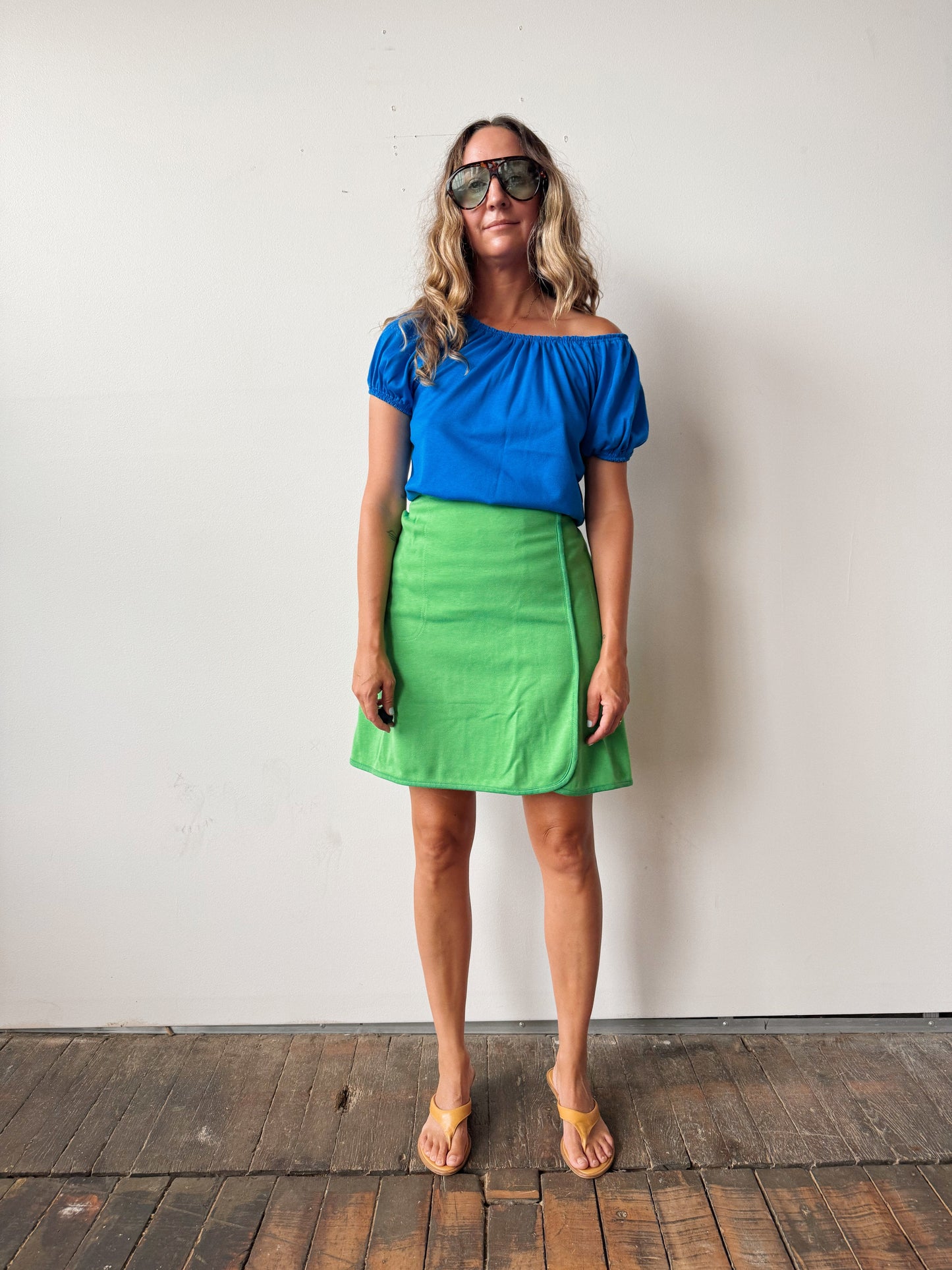 Vintage Blue Elastic 70s Blouse (M)