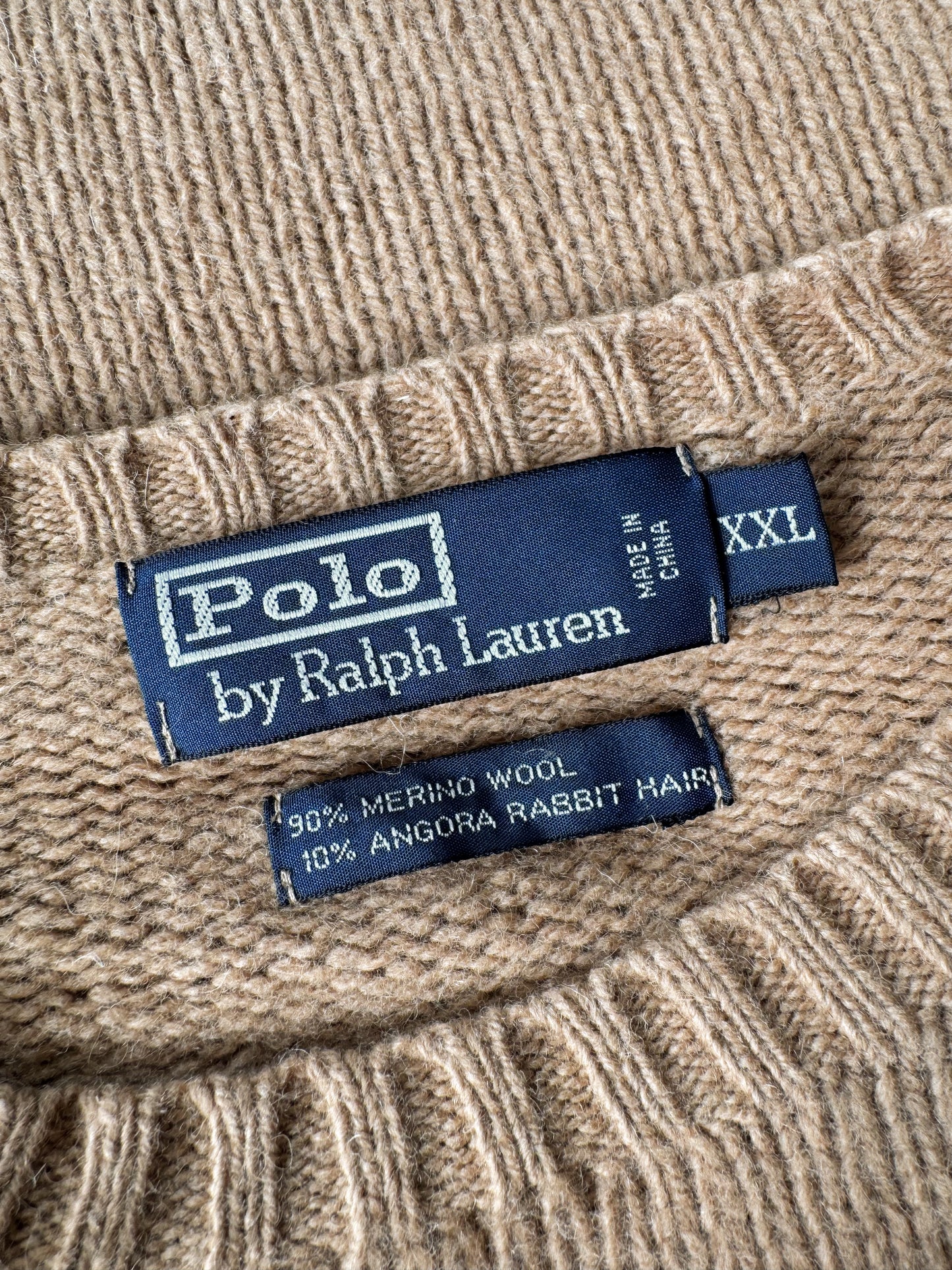 Polo Merino Wool and Angora Rabbit Crewneck Camel Sweater (Mens XXL)