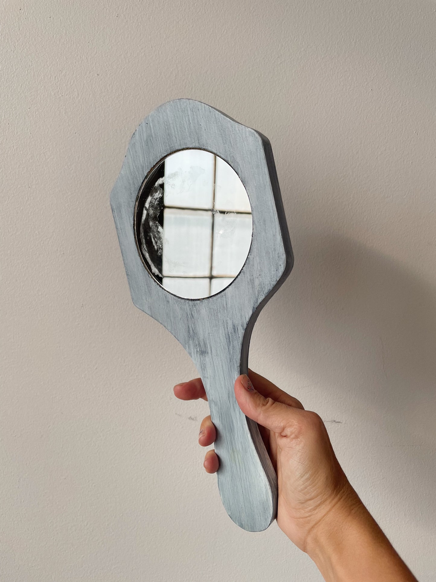 Hand-Painted Daisy Wood Mirror