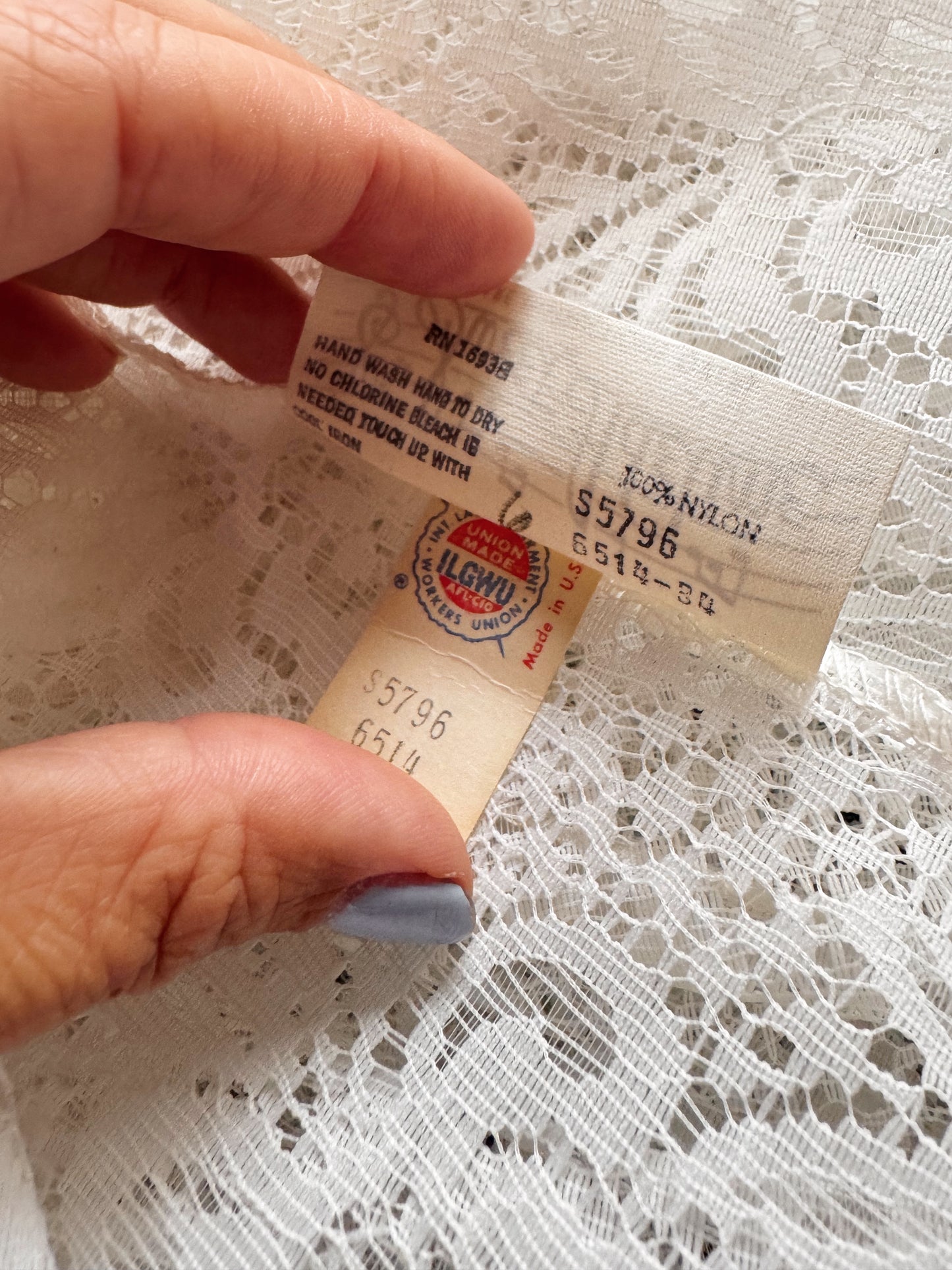 Lace 1950s Nylon Ruffle Blouse (M)