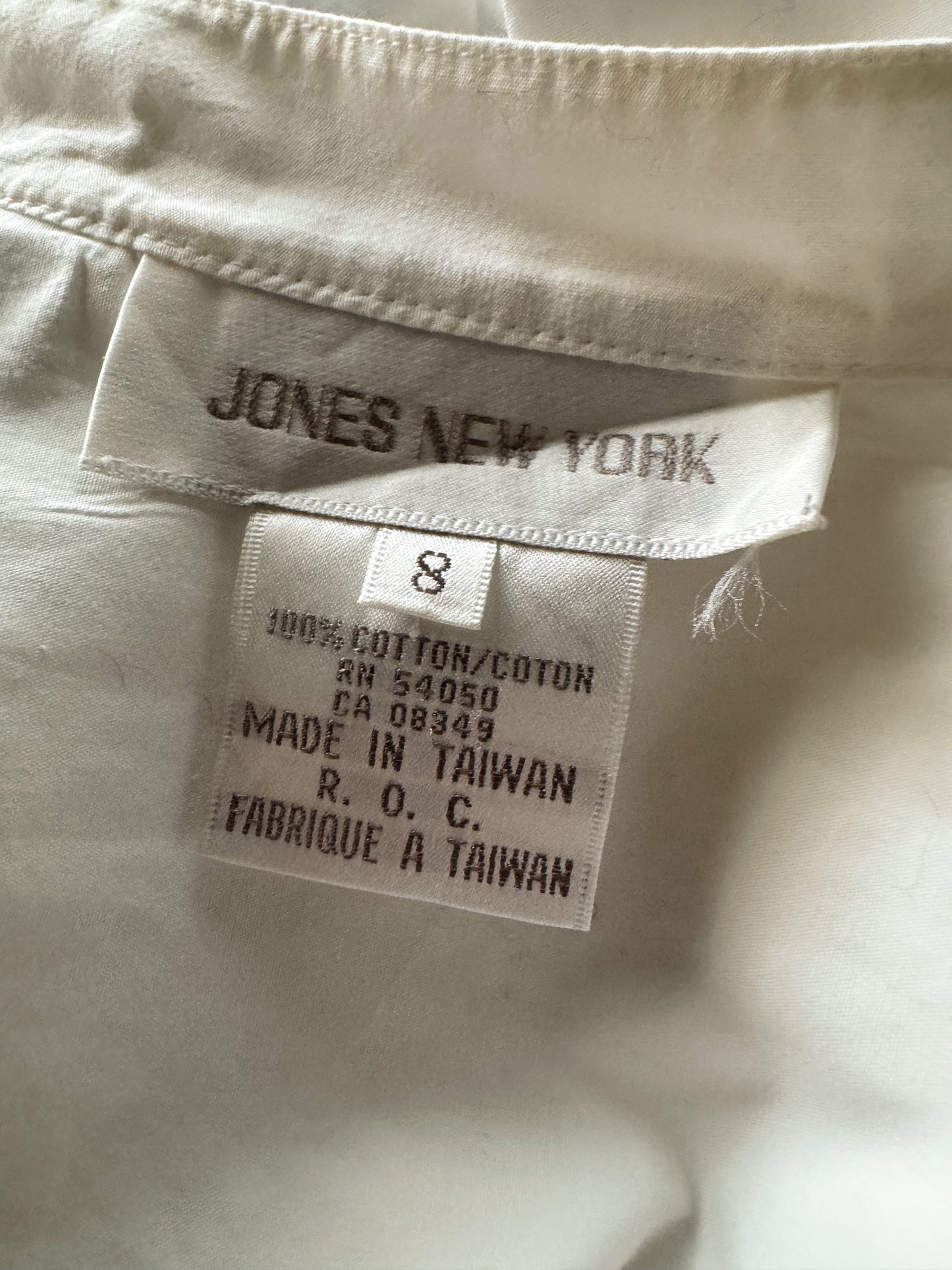 Crisp Cotton 90s Band Collar Blouse (M)