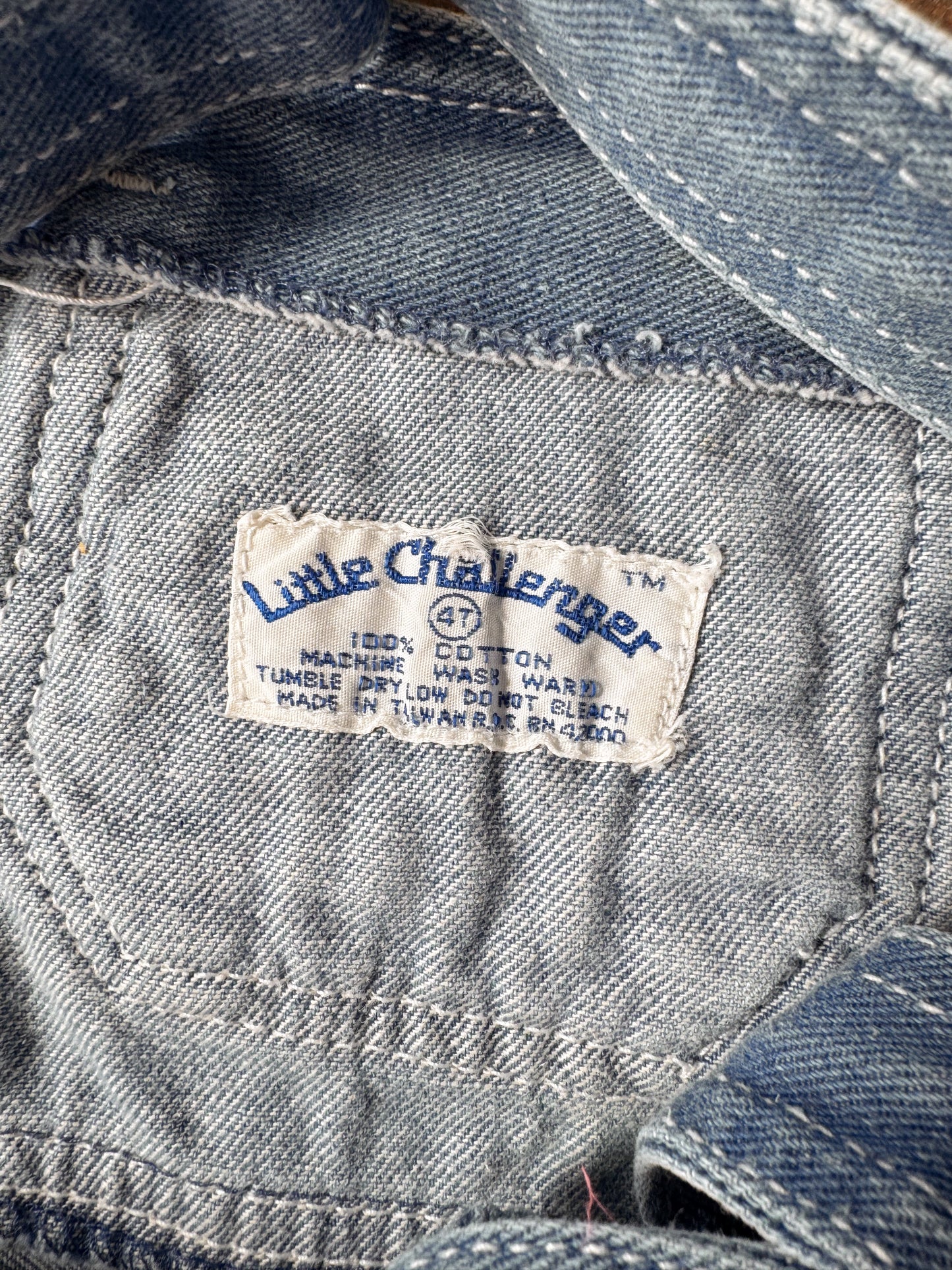 70s Little Challenger Light-wash Overalls (3/4T)