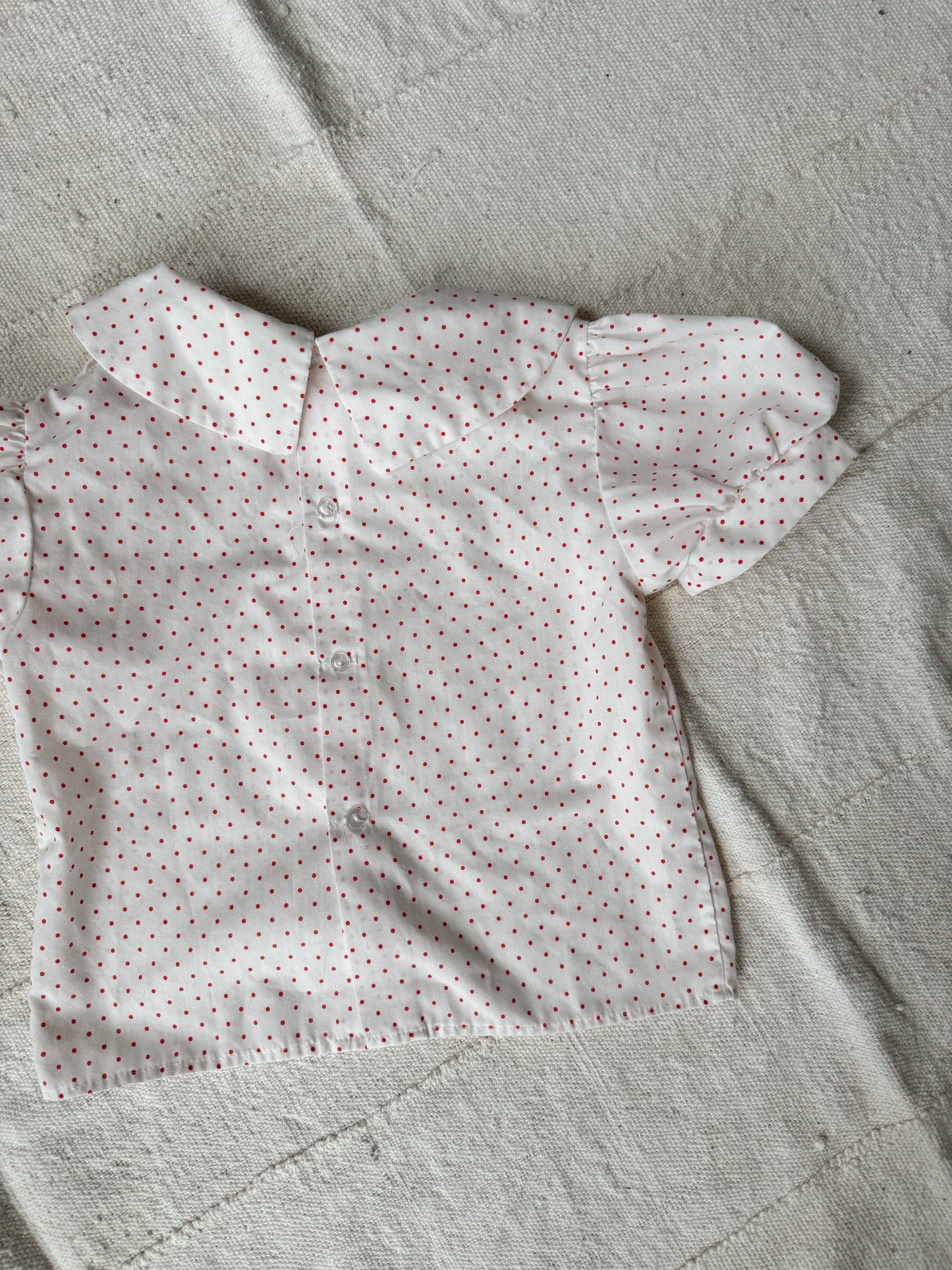 Polka Dot Cherry Applique 80s Blouse (3T)