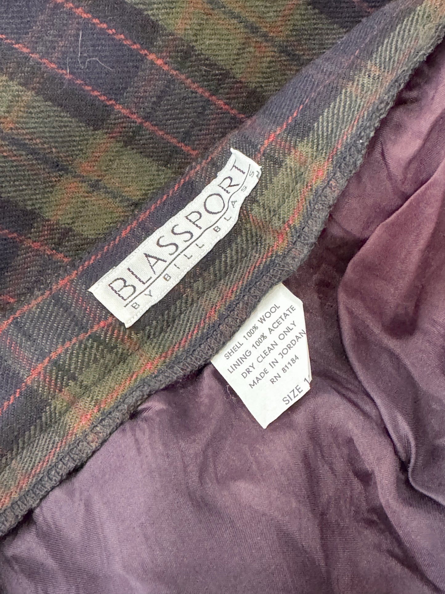 80s Plaid Bill Blass Wool Trousers (27")