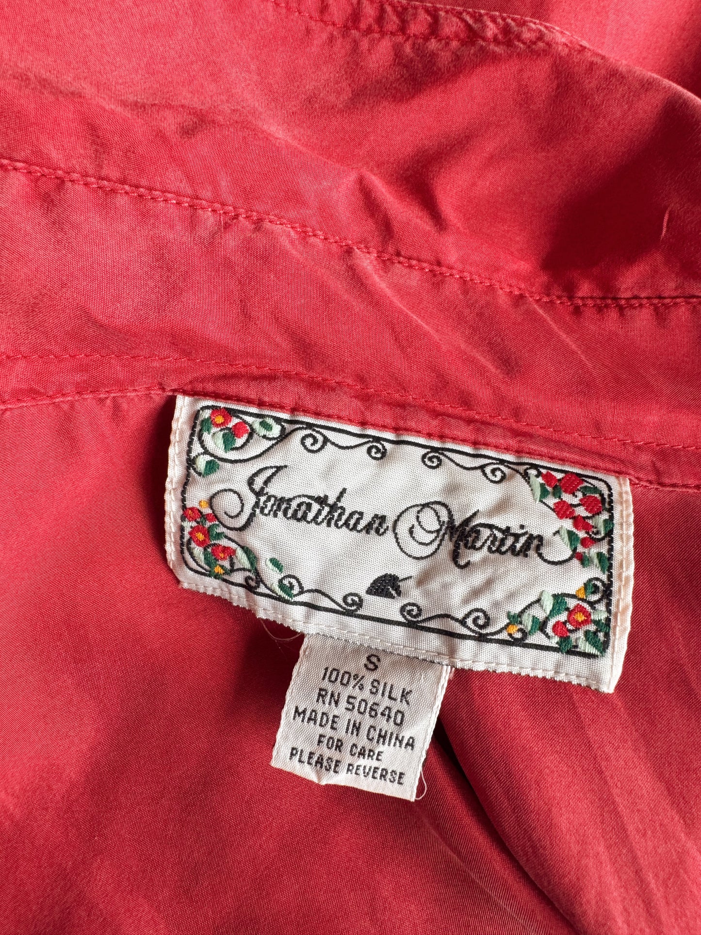 Silk Fringe Red 90s Blouse (M)