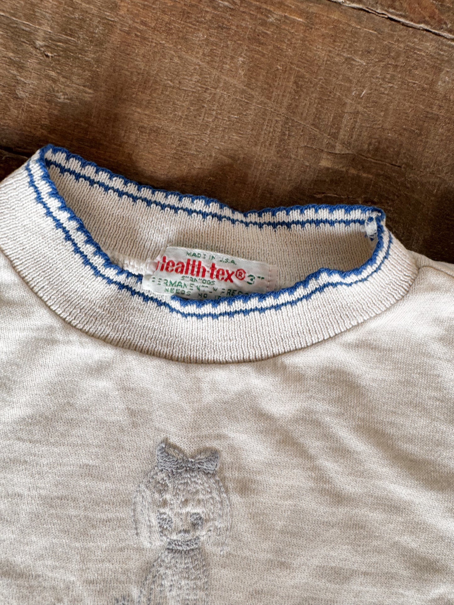 70s Embrodiered Puppy Poodle Girl Vintage Tee (3T)