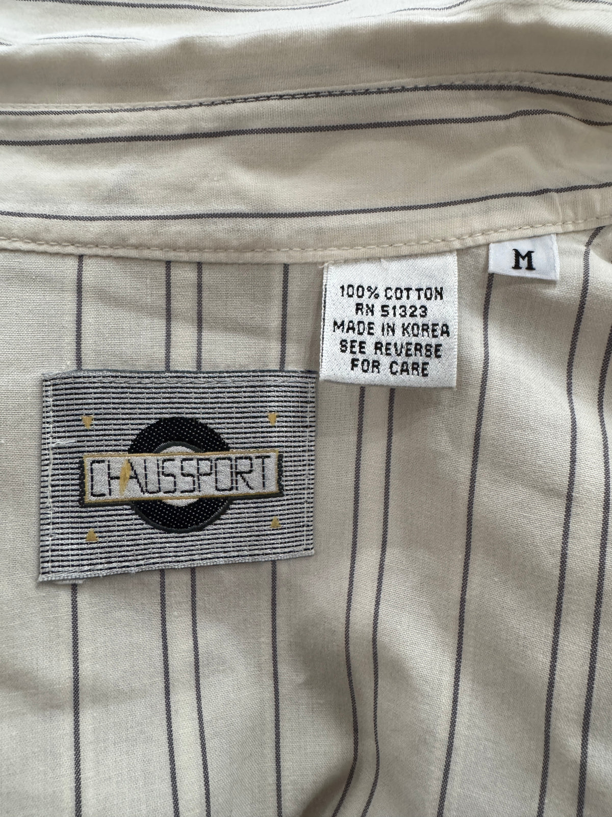 Pinstriped 90s Collared Woven Shirt (S)