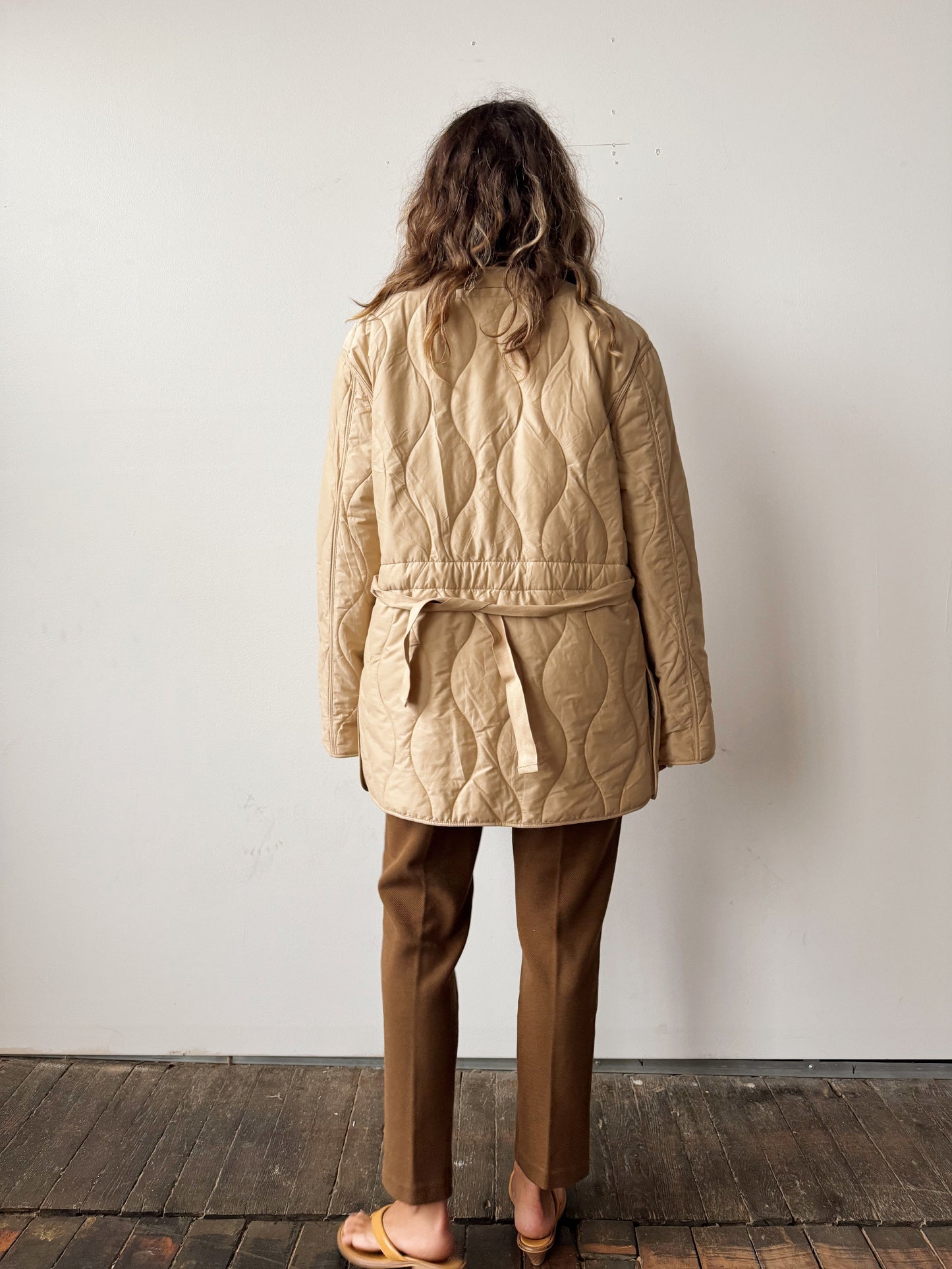 Cream Quilted Puffer Coat (M)