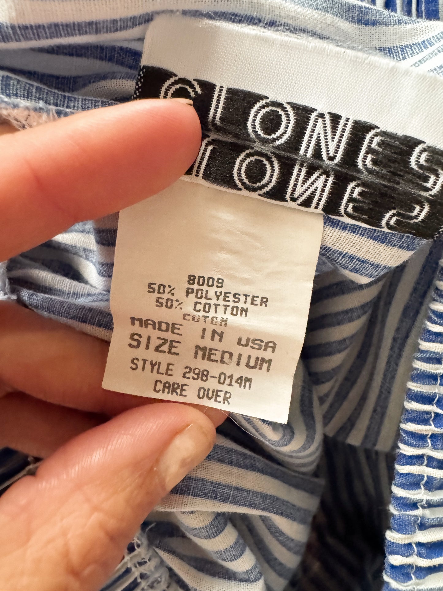 Striped Blue Elastic 80s Long Shorts (M)