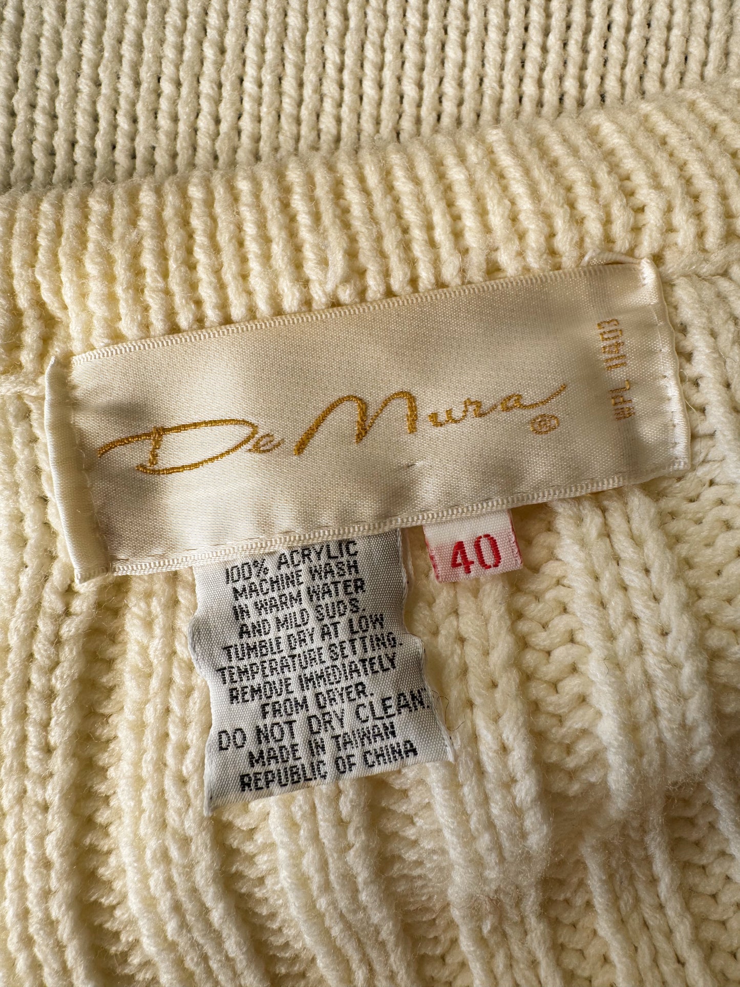 70s Ivory Knit Cardigan (M)