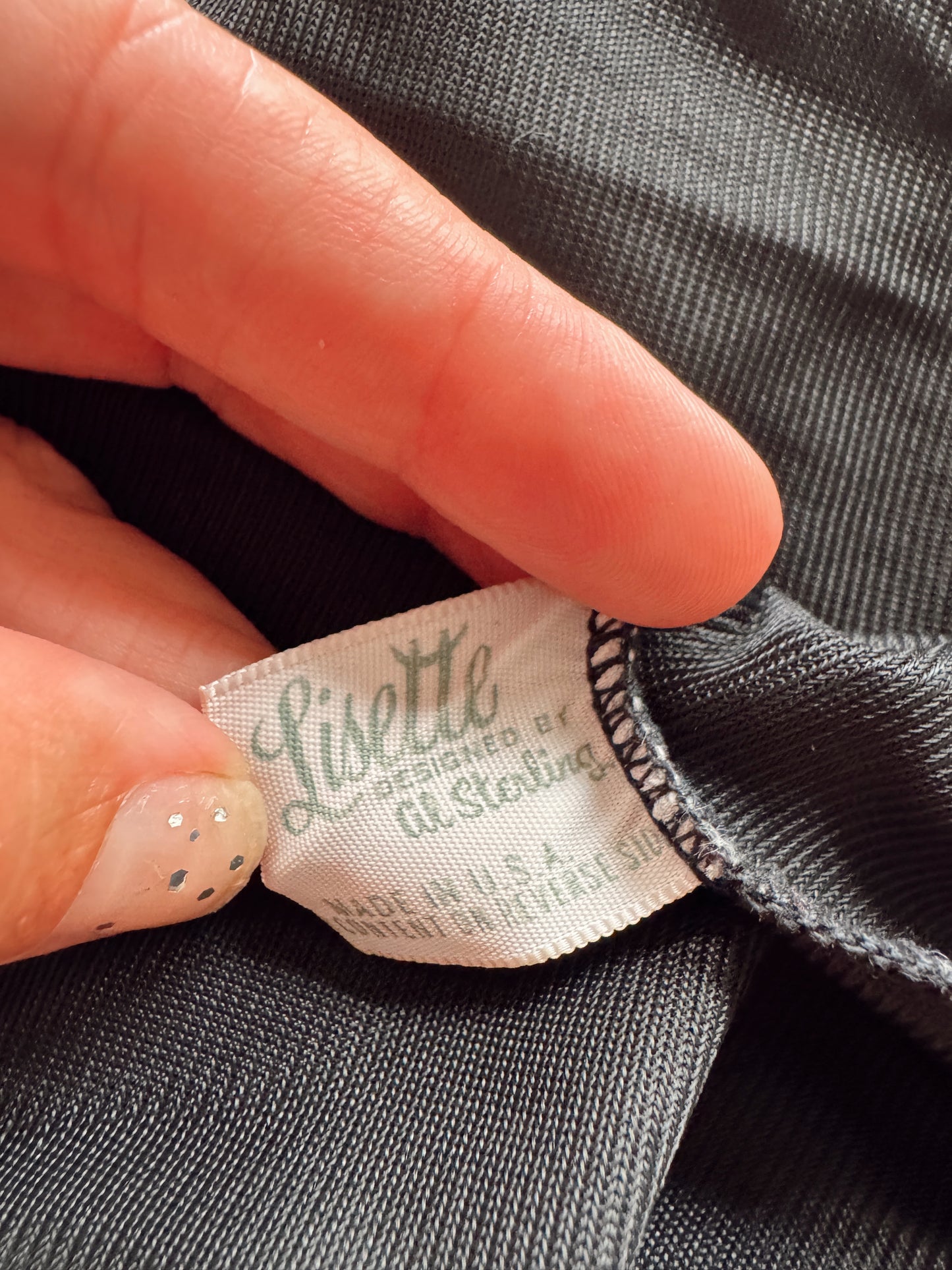 Nylon Vintage 70s Black Camisole with Tie (S)