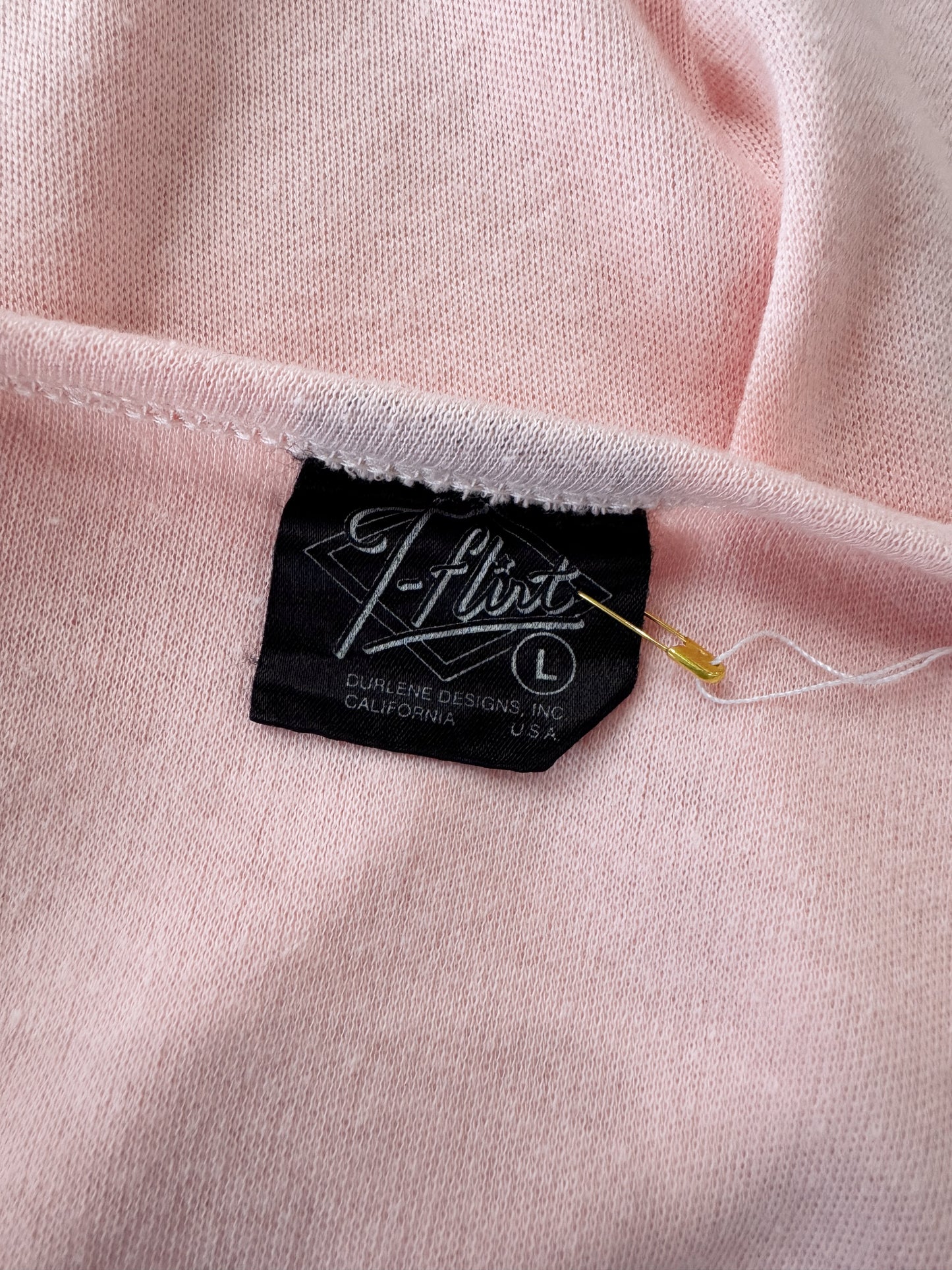 70s Baby Pink V-Neck Tee (S)