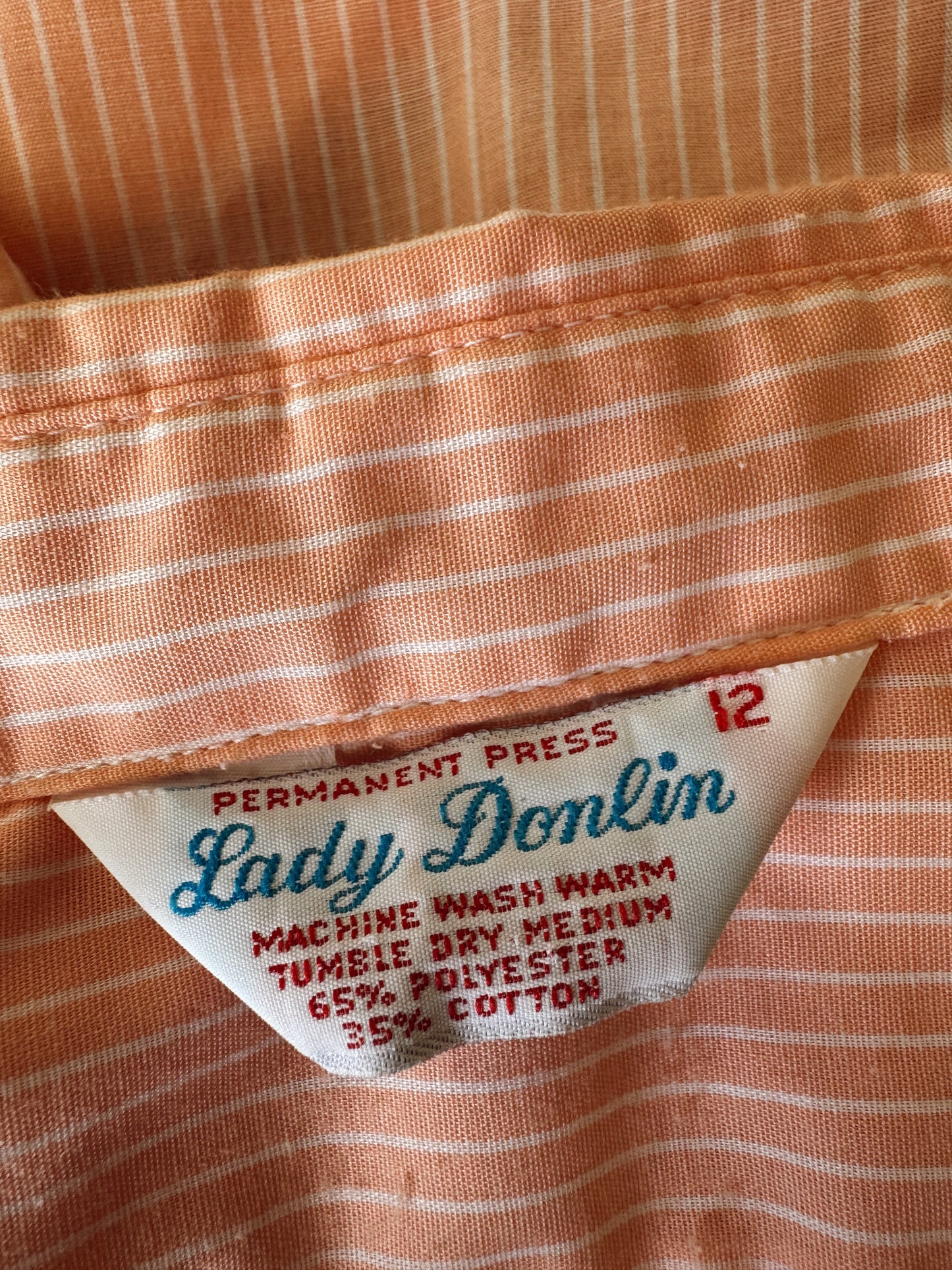 Peach Stripped 80s Collar Blouse (XS)