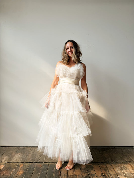 50s Tulle Tiered Cupcake Wedding Dress
