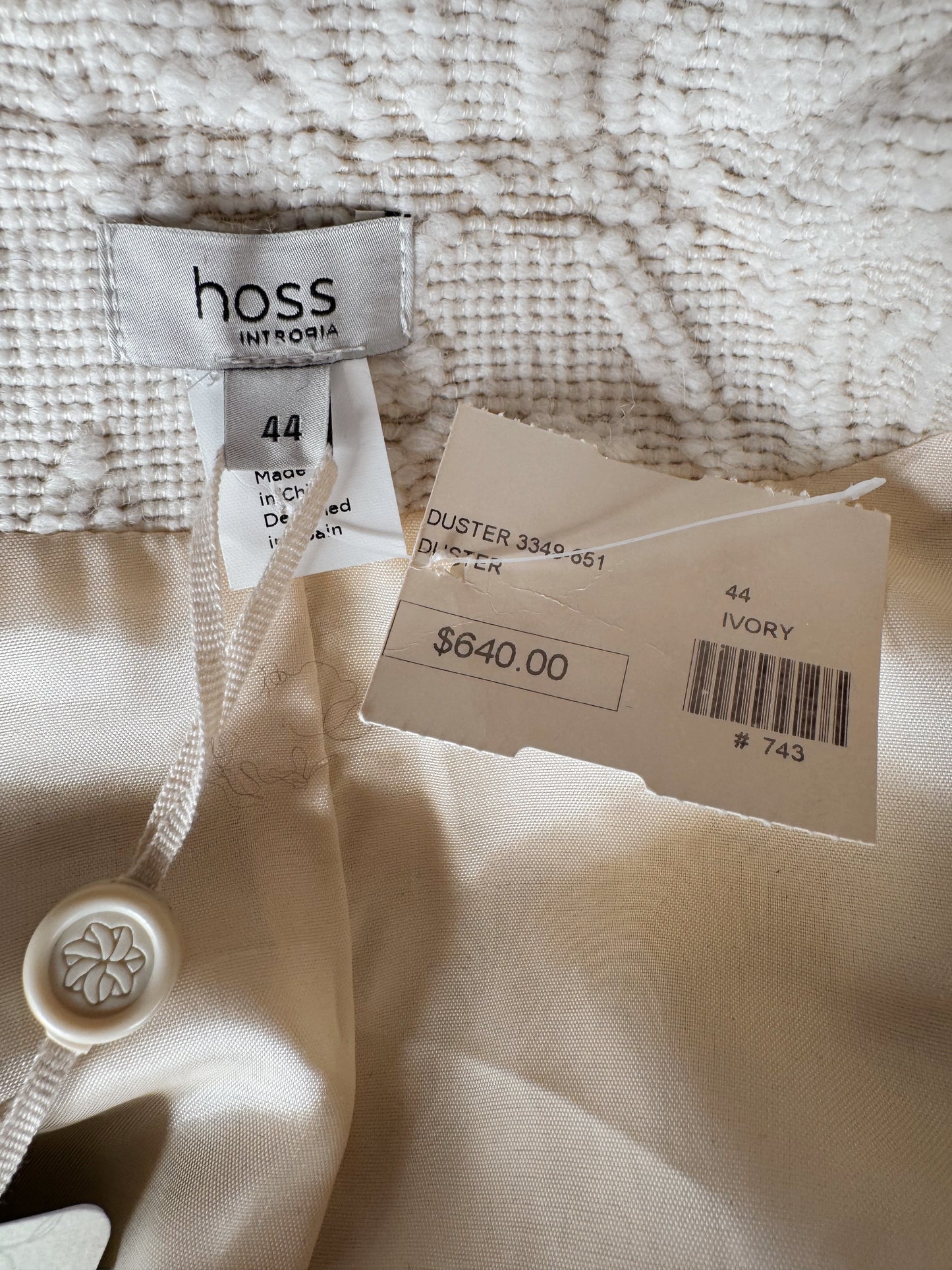 Ivory Bead and Texture Duster Coat, Contemproary (L)