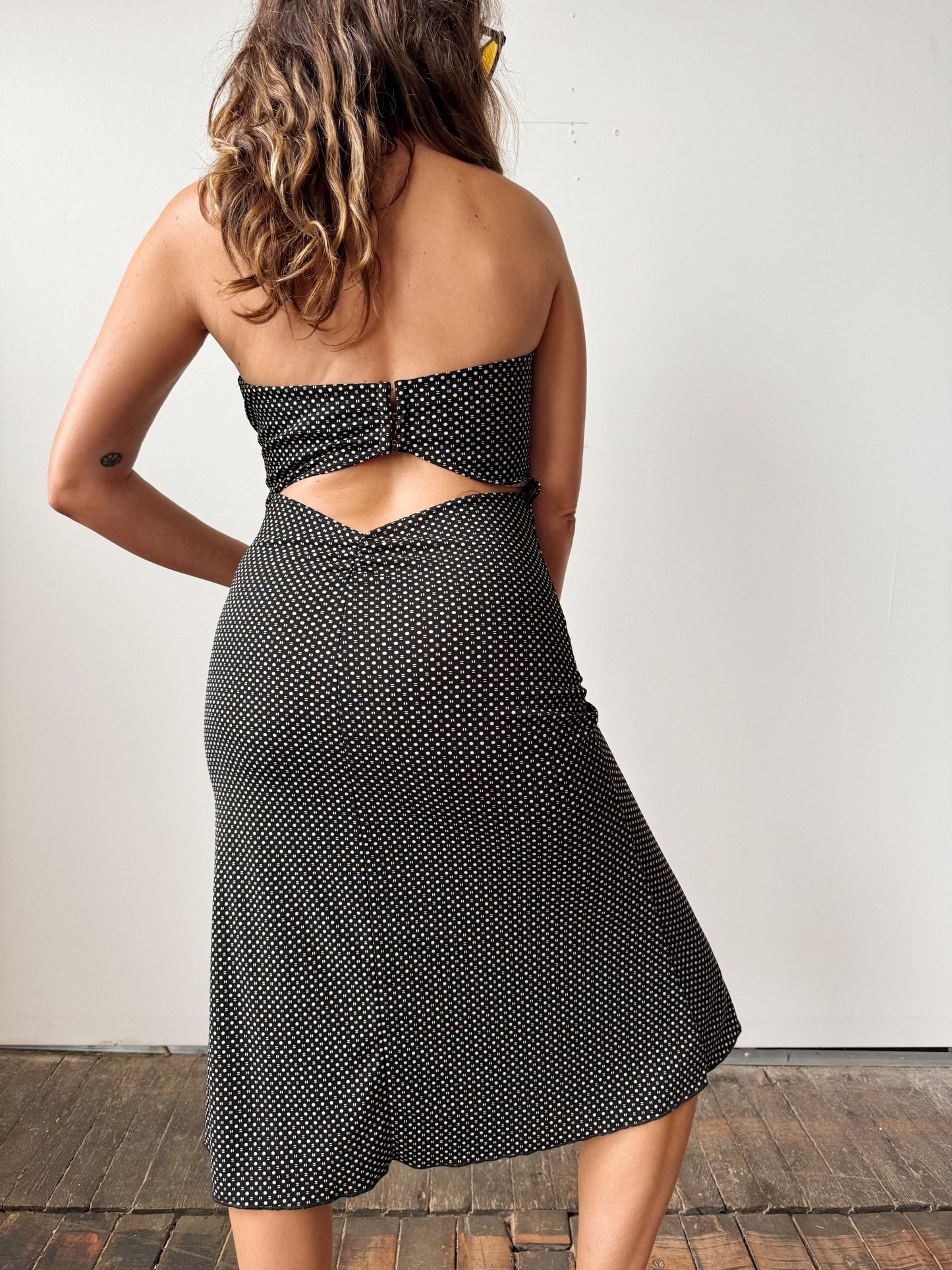 Strapless Dotted 90s Dress (M)