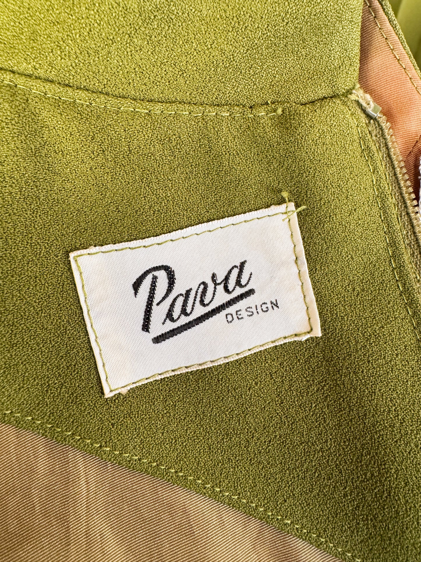 60s Pava Design Drop-waist Pleated Skirt Dress (M)