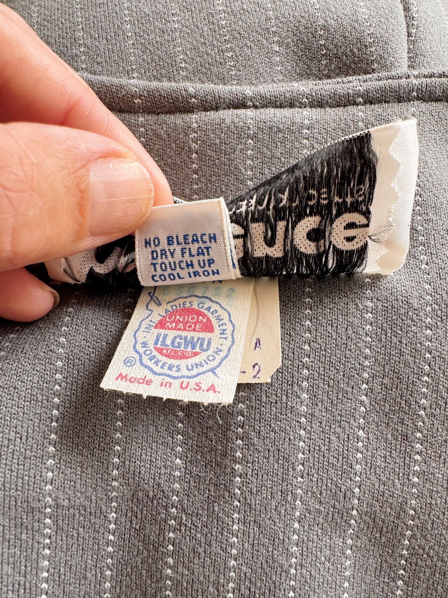 Grey Pinstripe 70s Jumpsuit with Bell Bottoms (M)