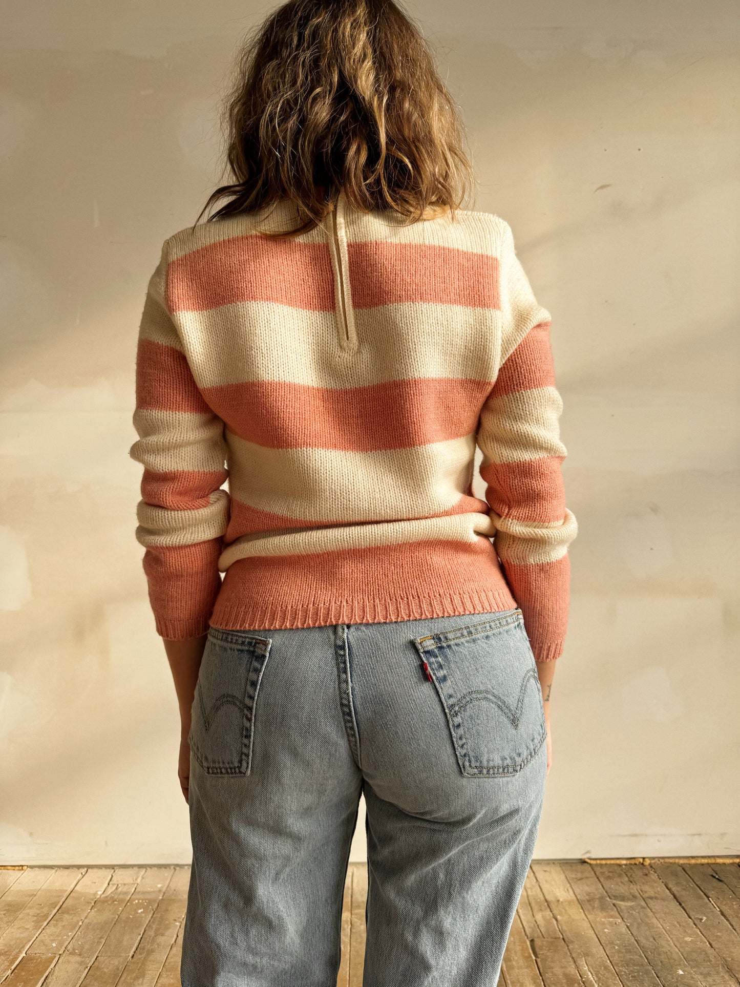 Wool Peach Stripe Crewneck