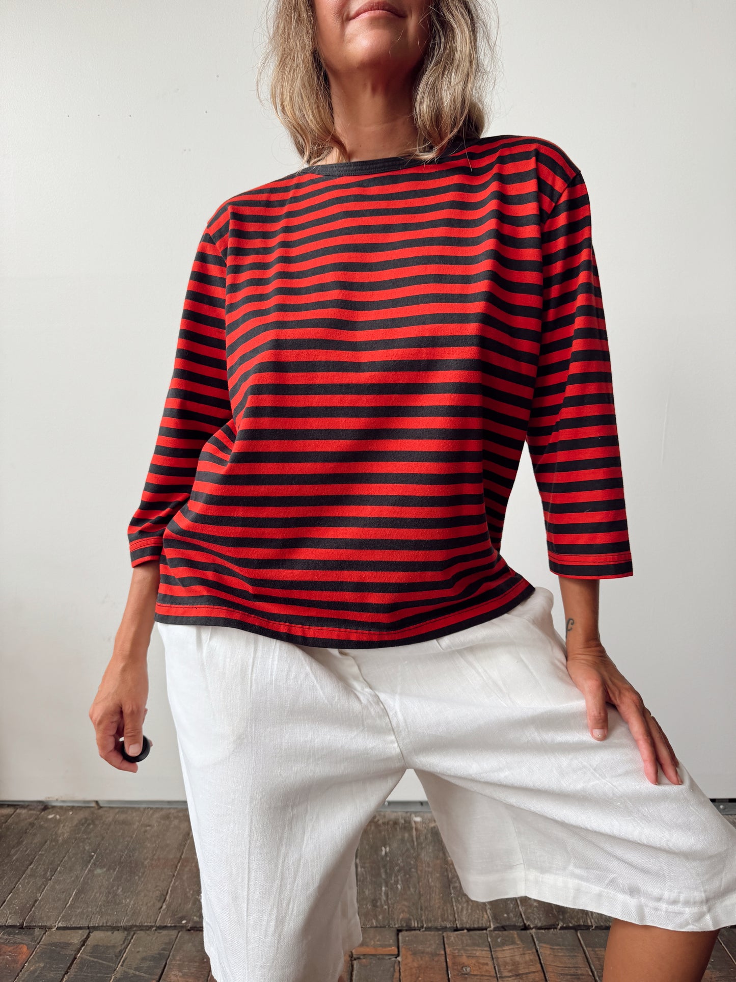 Red Stripped Paradise Cotton Shirt (XL)