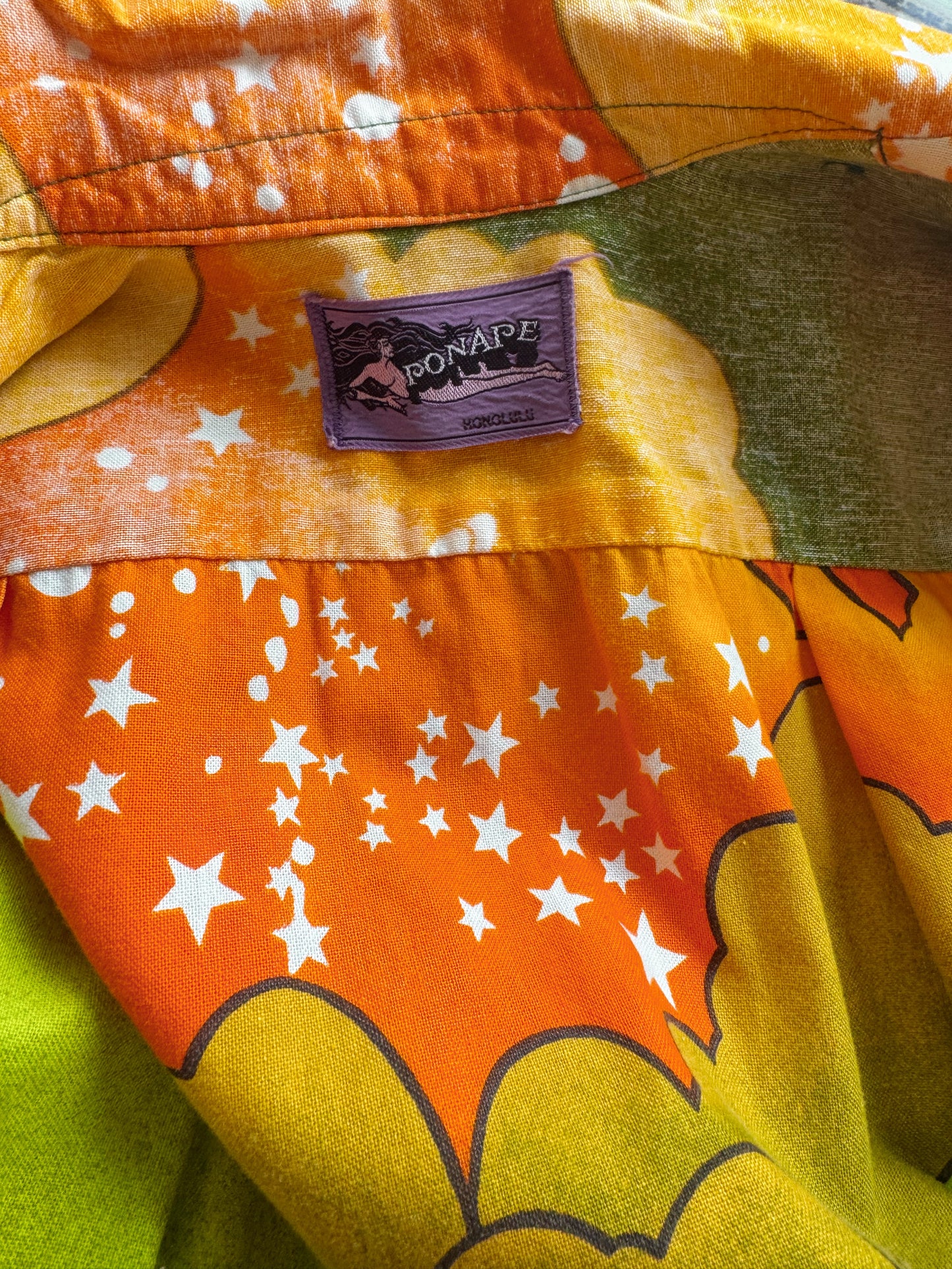 Hawaiian Print 70s Psychedelic Shirt (S)