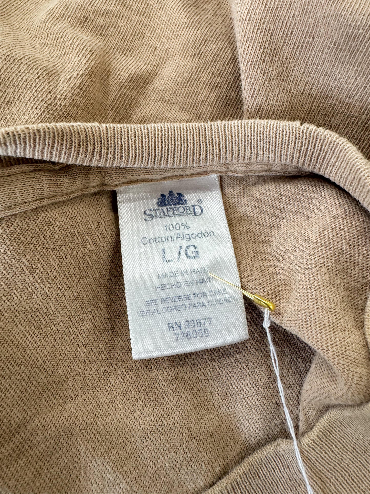 Distresed Khaki Mens T-Shirt (L)