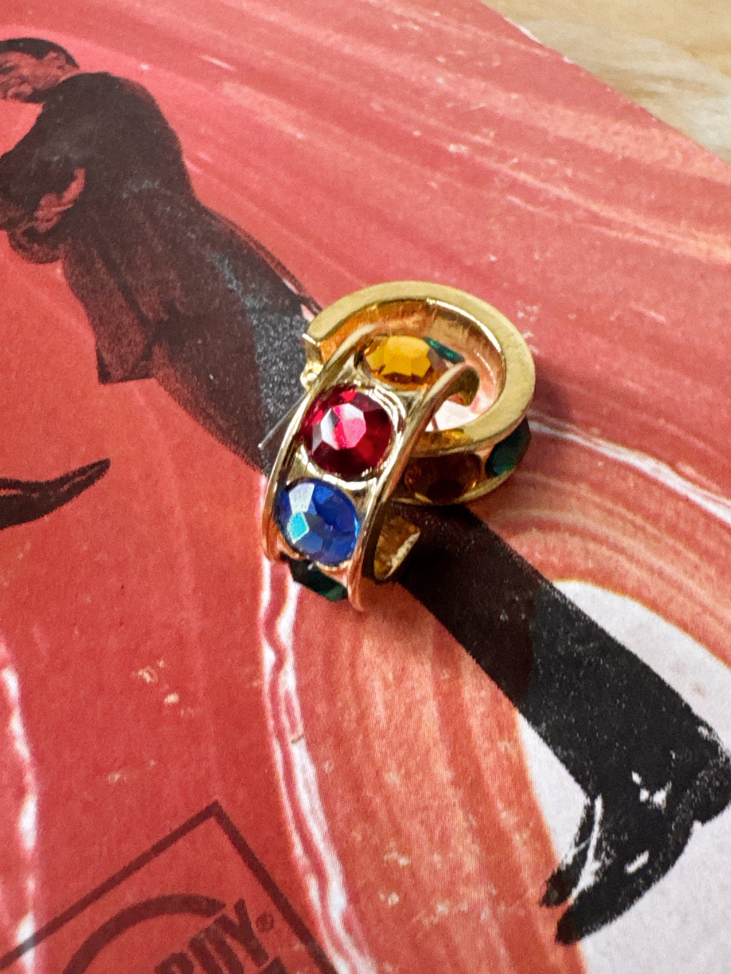 Jewel Gemstone Gold Tone Hoop Earrings