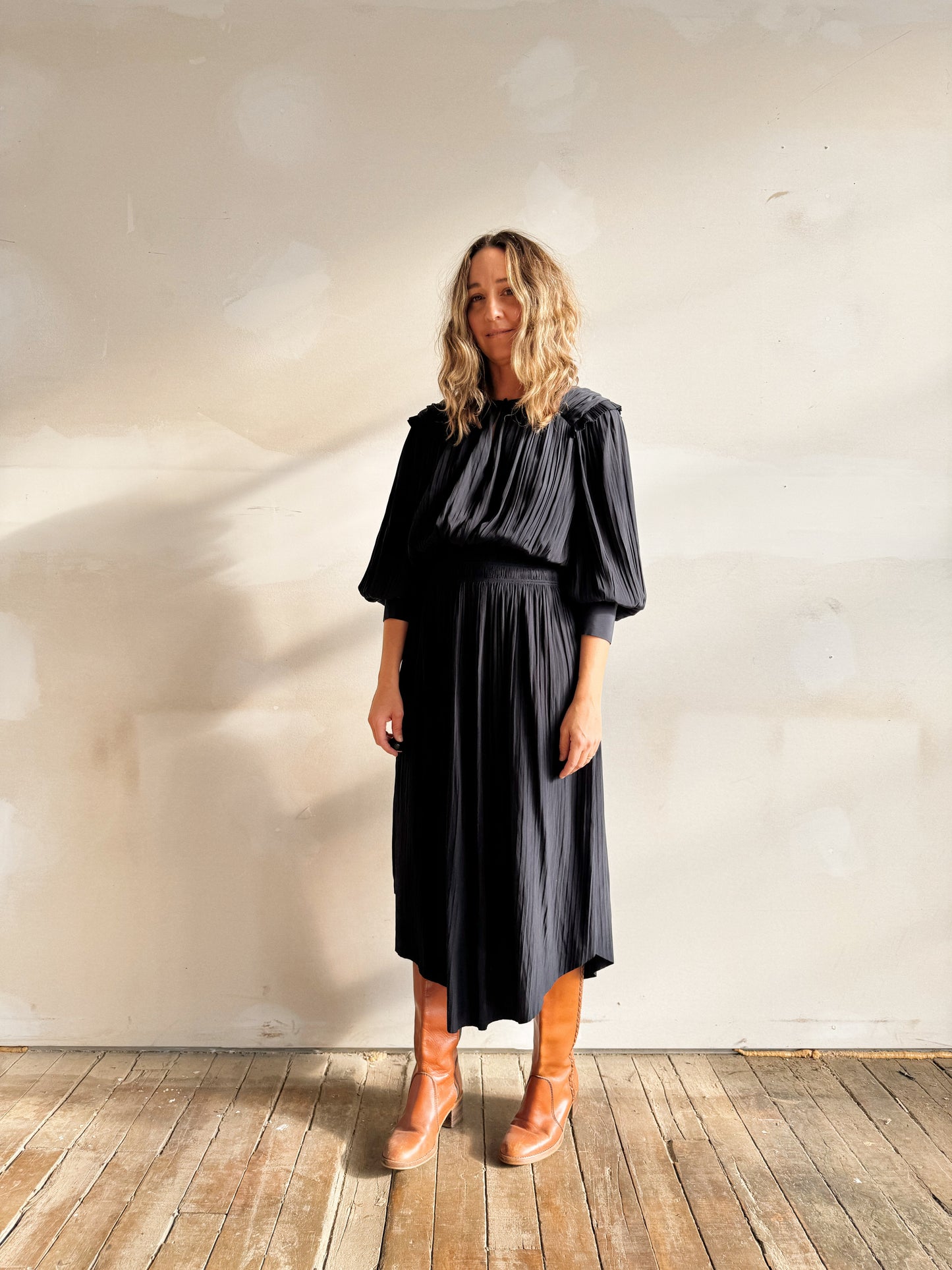 Joie Navy Pleat Dress (M)