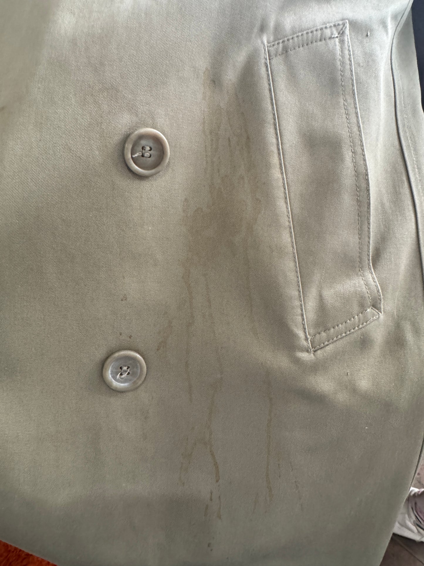 90 Quilted Lined Beige Double-Breasted Trench Coat (S)