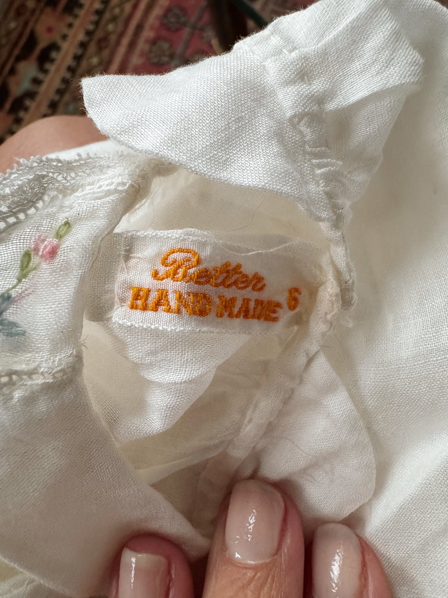 Embroidered White 60s Dress (6mths)