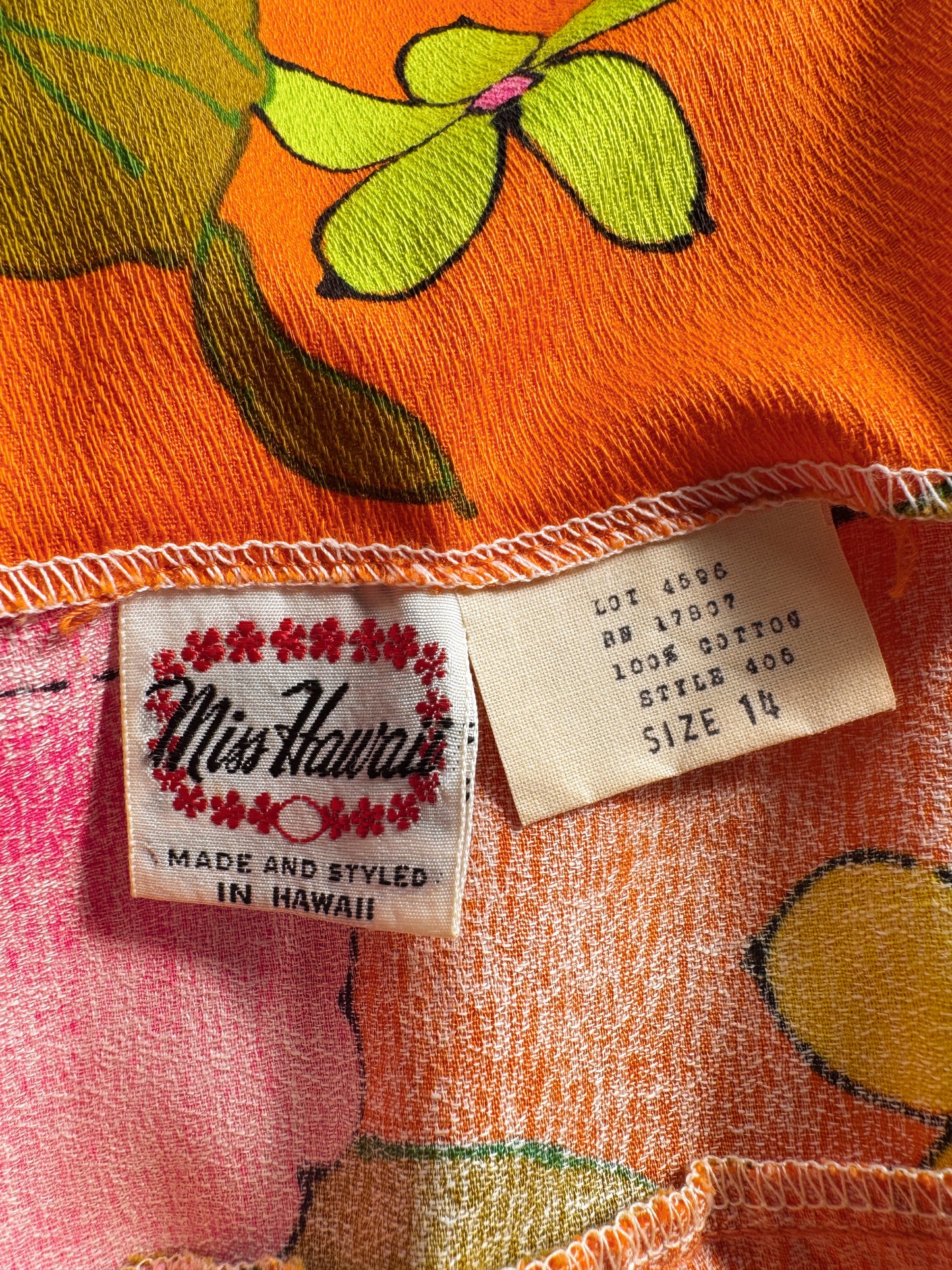 70s Miss Hawaii Tropical Floral Dress (M)