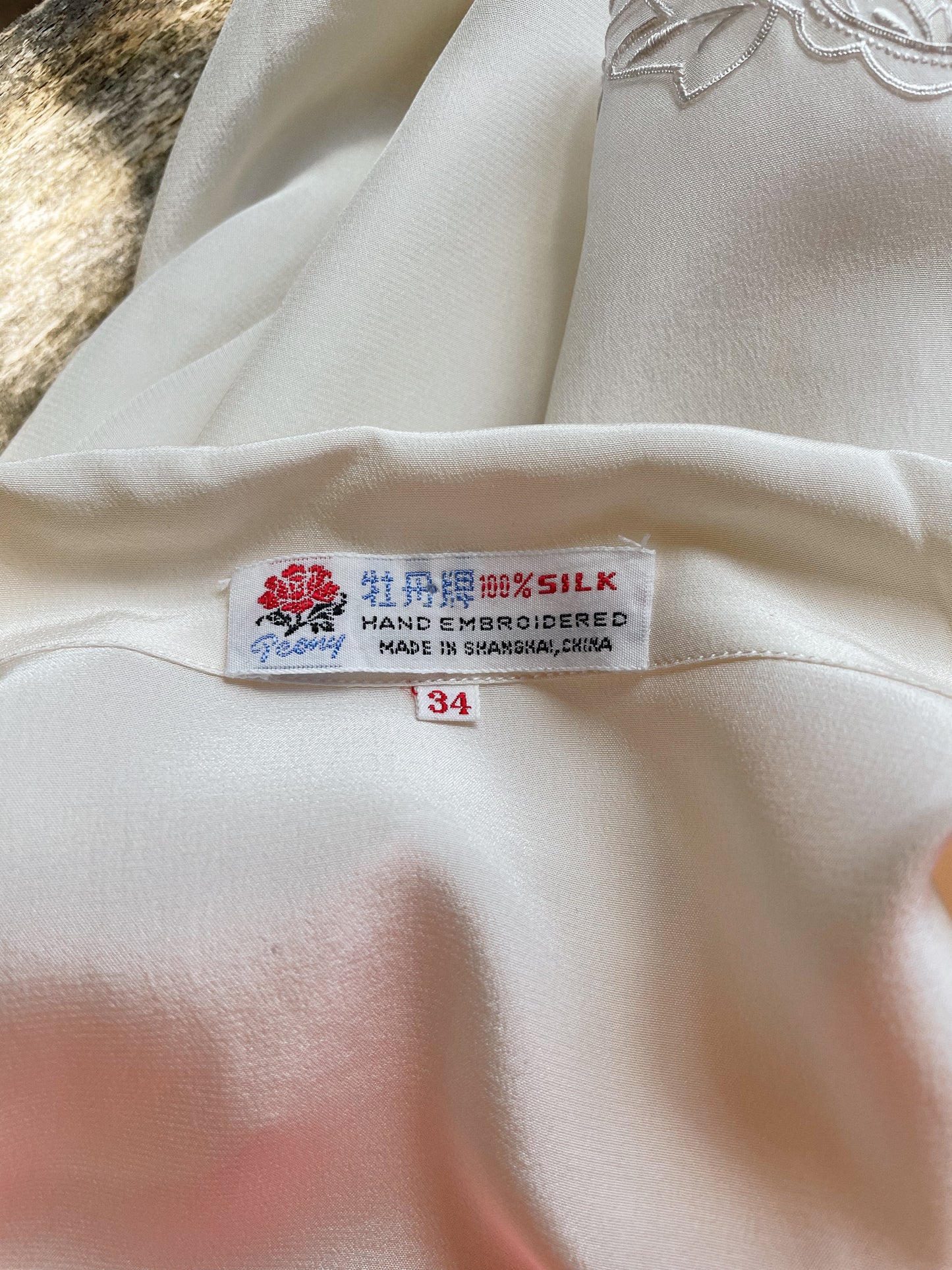 Peony Hand-Embroidery Silk Blouse