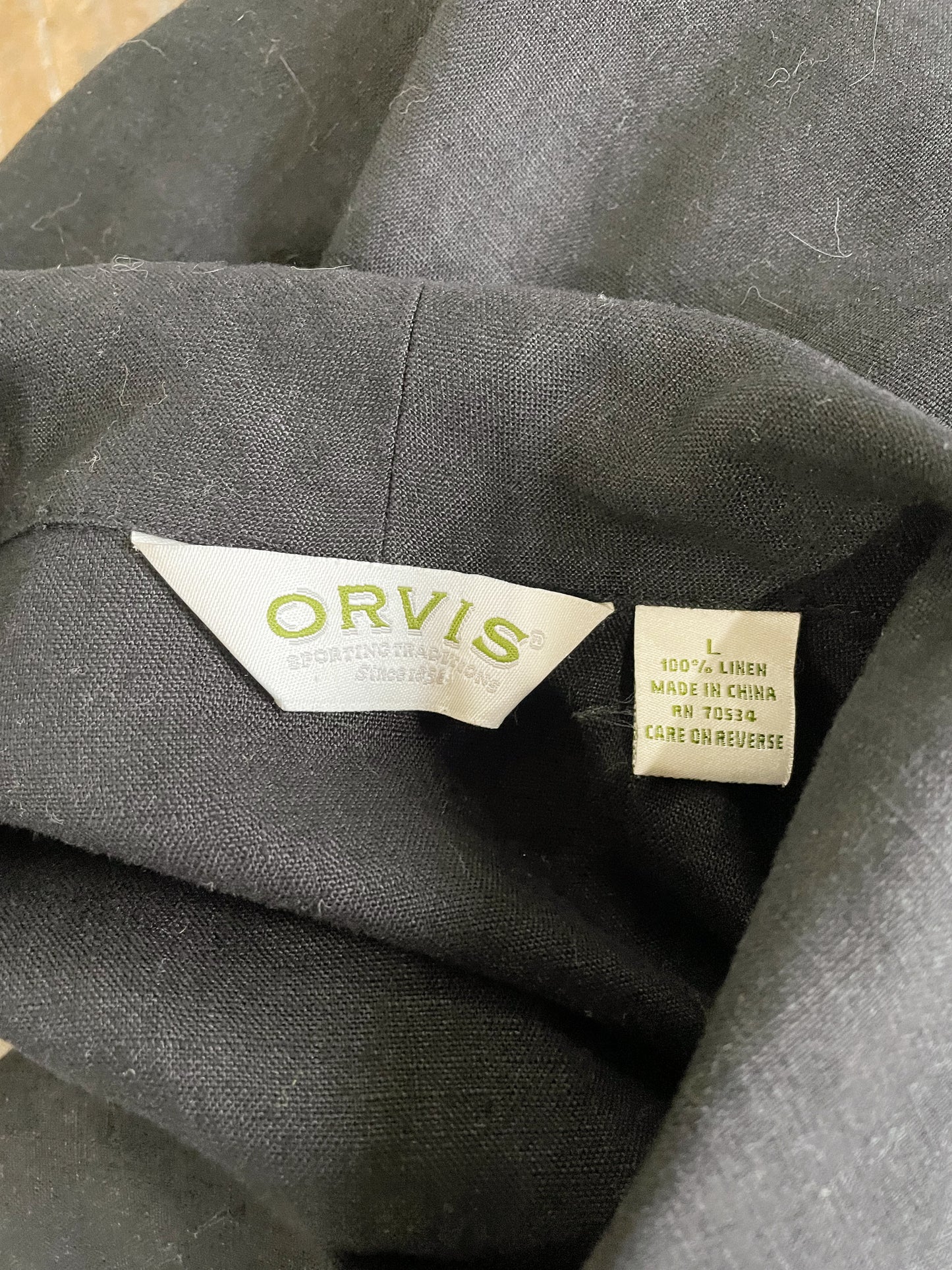 Black Linen with Shell Buttons