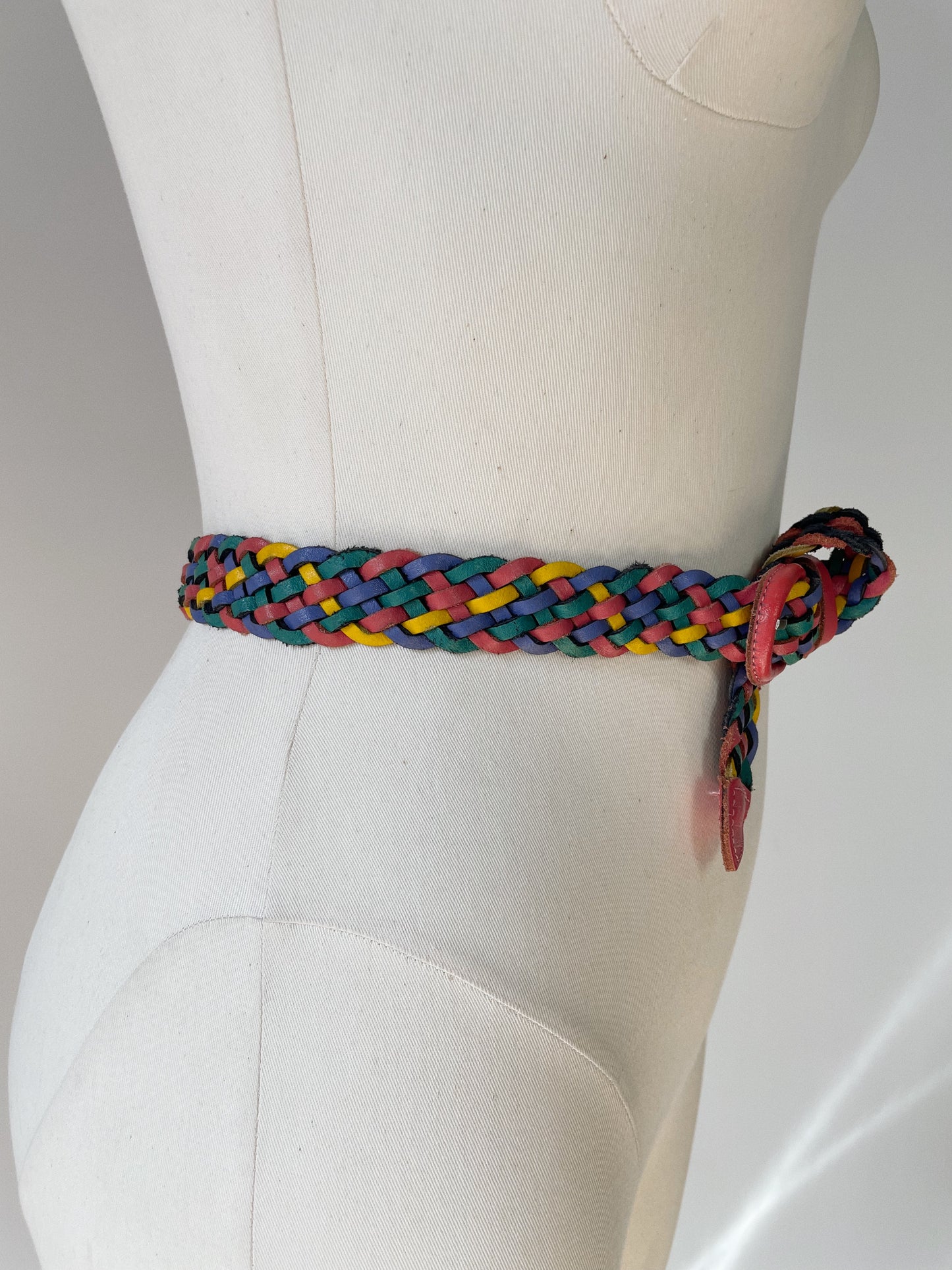 Rainbow 90s Leather Woven Belt
