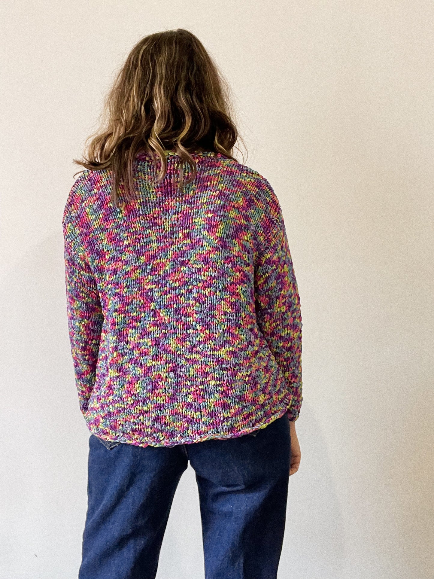 Rainbow Heart Crochet Open Cardigan