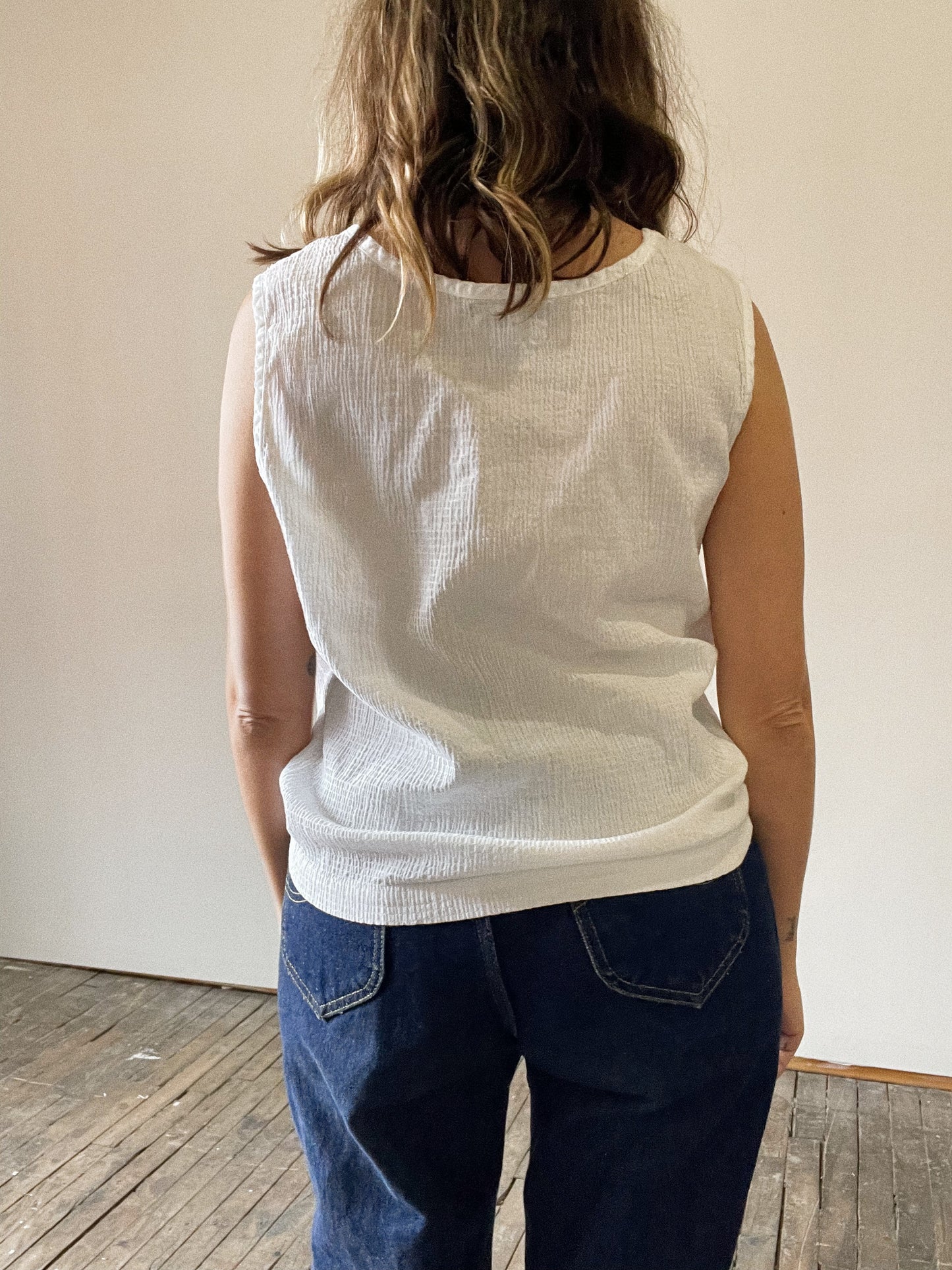 White Gauze Sleeveless Tank