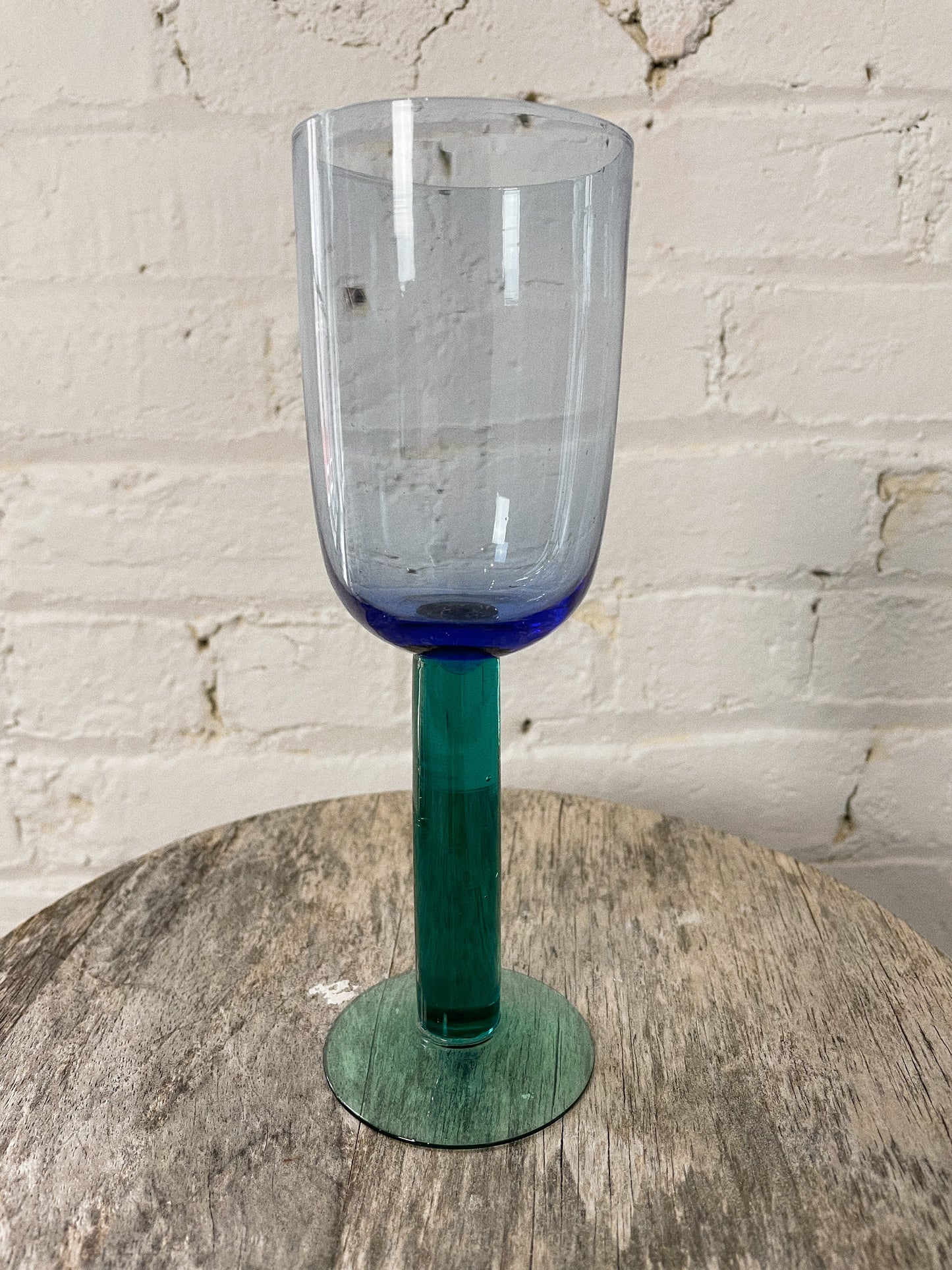 Blue and Green Wide Glass Flutes