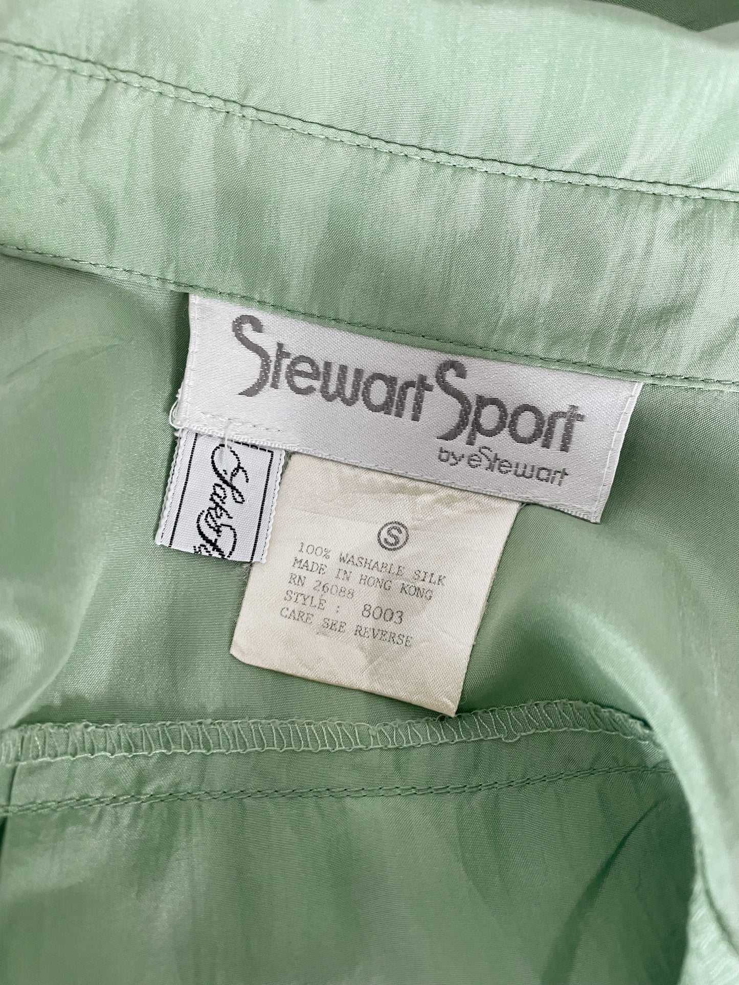 Silk Oversize Sage Blouse