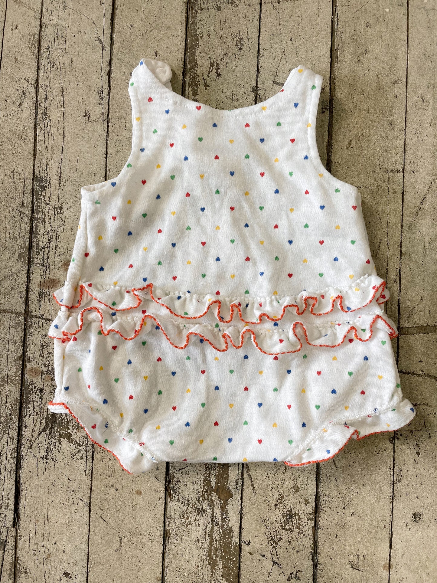 Flower Applique Ruffle Romper